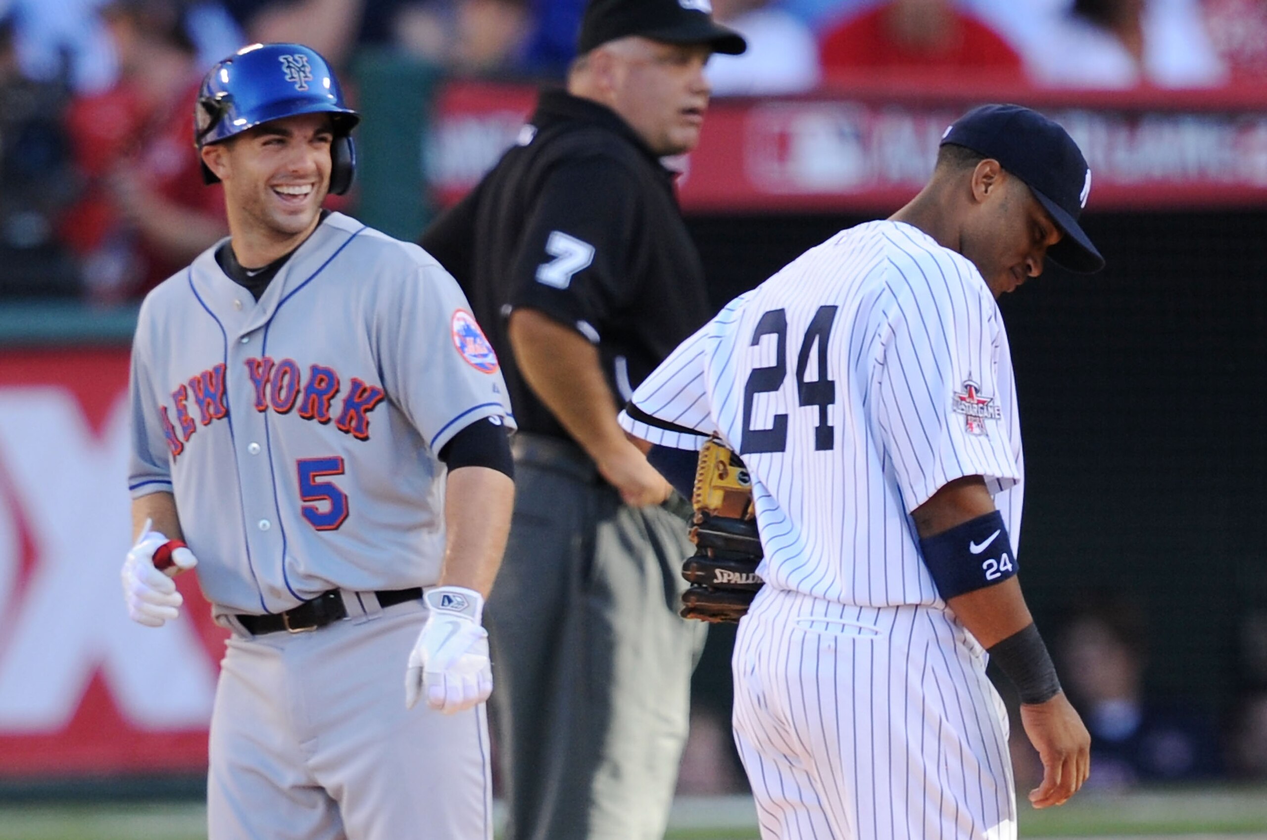 ANAHEIM, CA - JULY 13:  National League All-Star David Wright #5 of the New York Mets and American League All-Star Robinson Cano #24 of the New York Yankees during the 81st MLB All-Star Game at Angel Stadium of Anaheim on July 13, 2010 in Anaheim, Califor