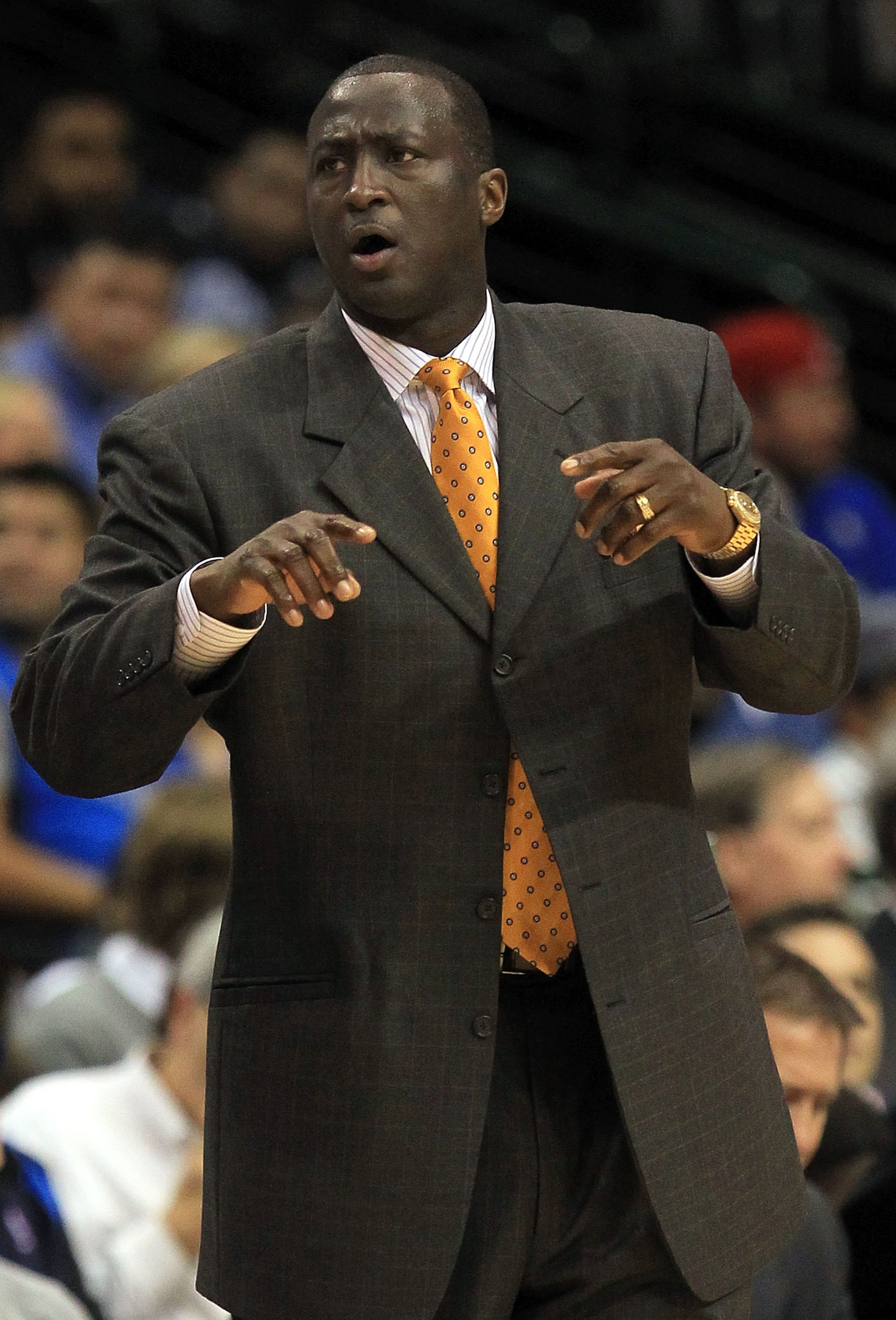 DALLAS, TX - FEBRUARY 23:  Head coach Tyrone Corbin of the Utah Jazz during play against the Dallas Mavericks at American Airlines Center on February 23, 2011 in Dallas, Texas.  NOTE TO USER: User expressly acknowledges and agrees that, by downloading and