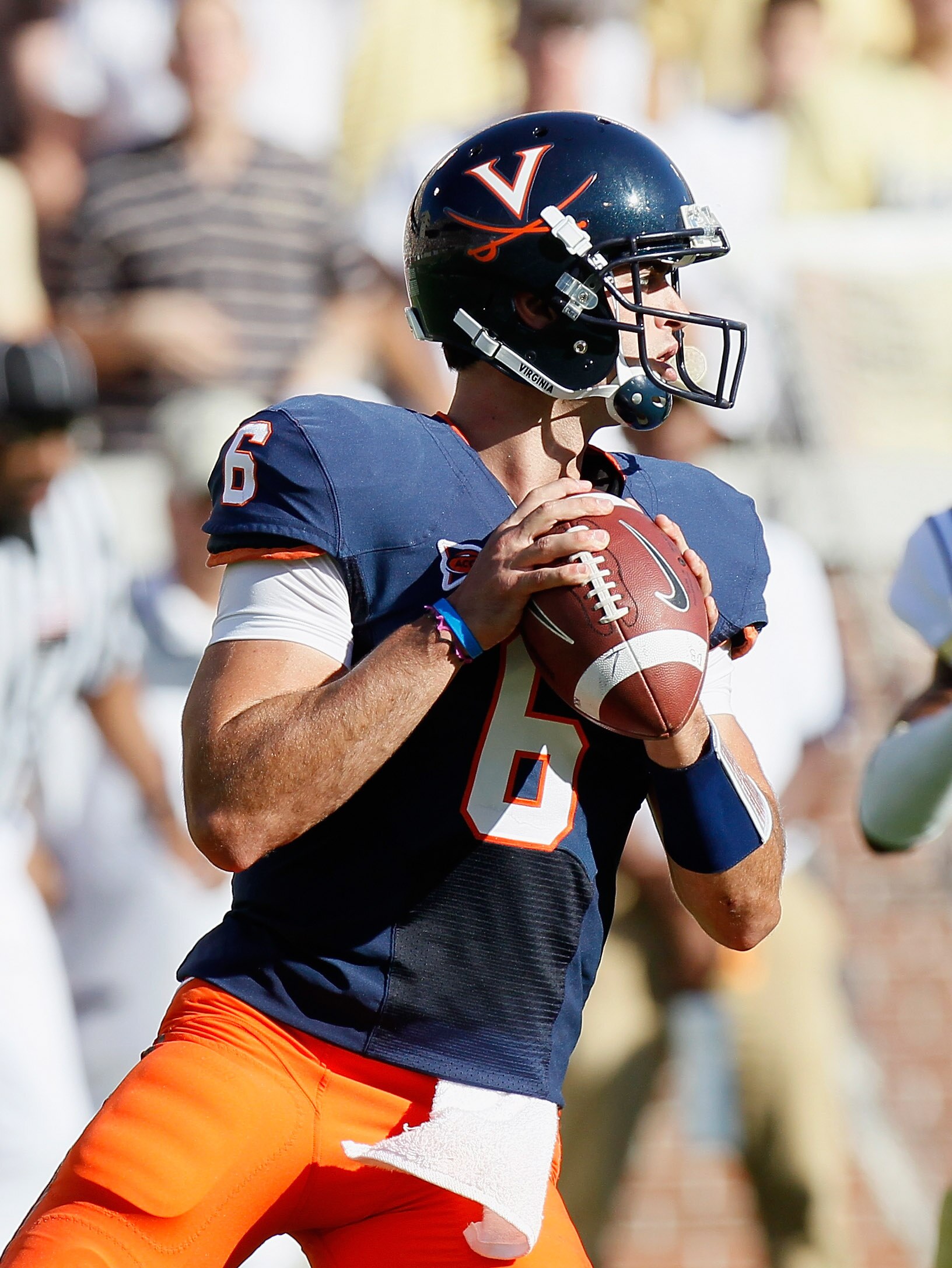 ATLANTA - OCTOBER 09:  Quarterback Marc Verica #6 of the Virginia Cavaliers against the Georgia Tech Yellow Jackets at Bobby Dodd Stadium on October 9, 2010 in Atlanta, Georgia.  (Photo by Kevin C. Cox/Getty Images)
