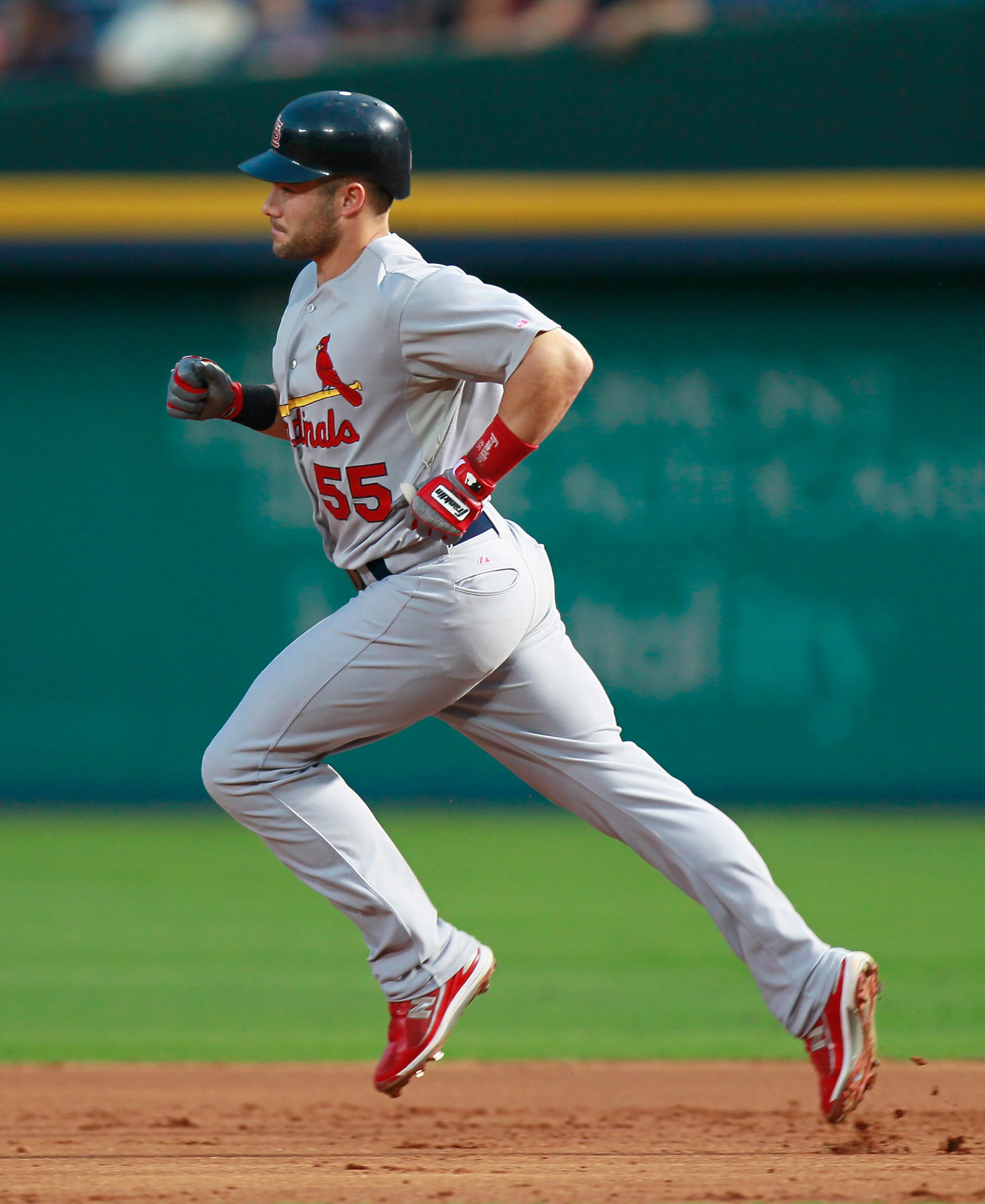 ATLANTA - SEPTEMBER 09:  Skip Schumaker #55 of the St. Louis Cardinals against the Atlanta Braves at Turner Field on September 9, 2010 in Atlanta, Georgia.  (Photo by Kevin C. Cox/Getty Images)