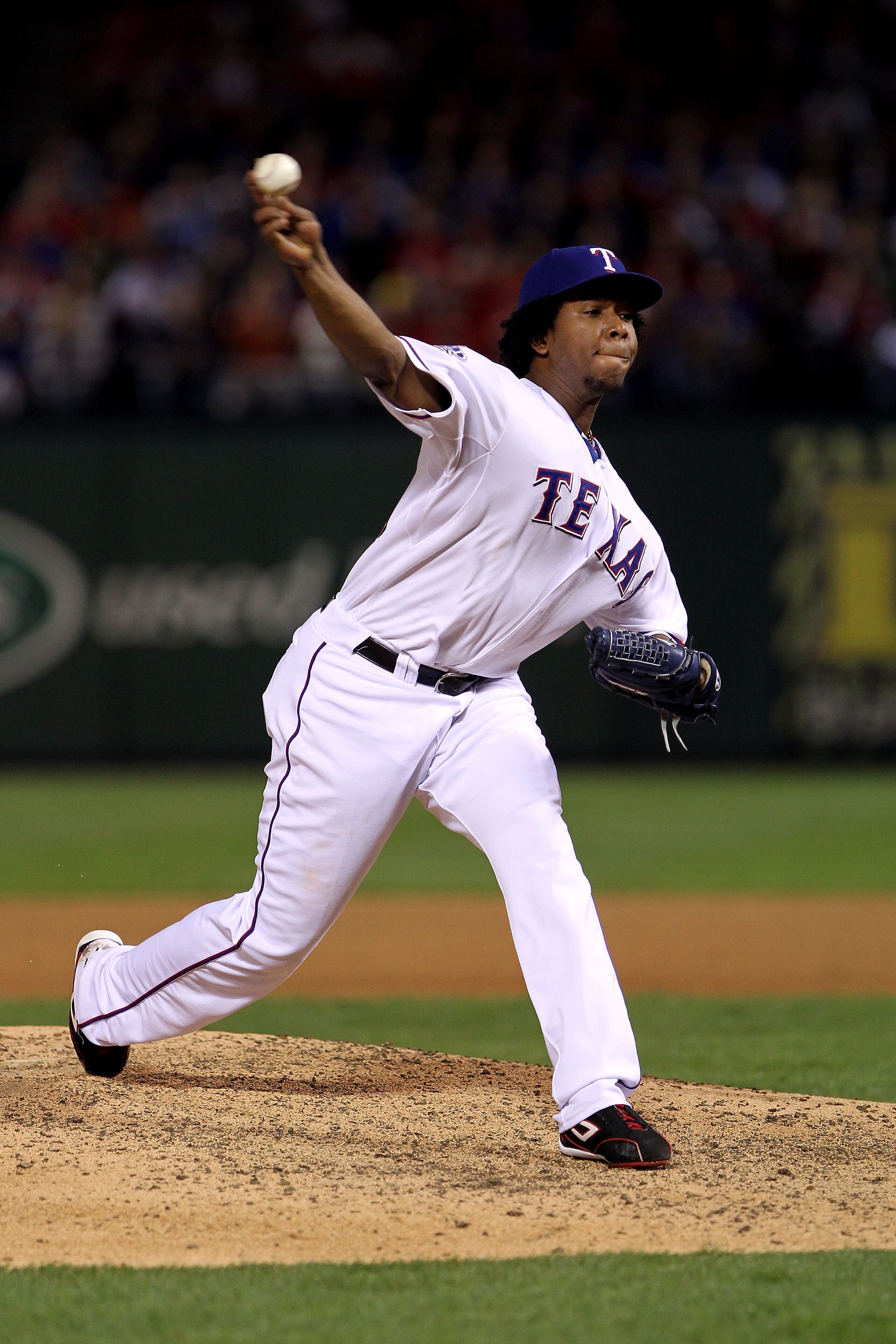 ARLINGTON, TX - NOVEMBER 01: Neftali Feliz #30 of the Texas Rangers pitches against the San Francisco Giants in Game Five of the 2010 MLB World Series at Rangers Ballpark in Arlington on November 1, 2010 in Arlington, Texas. The Giants won 3-1. (Photo b ARLINGTON, TX - NOVEMBER 01: Neftali Feliz #30 of the Texas Rangers pitches against the San Francisco Giants in Game Five of the 2010 MLB World Series at Rangers Ballpark in Arlington on November 1, 2010 in Arlington, Texas. The Giants won 3-1. (Photo b