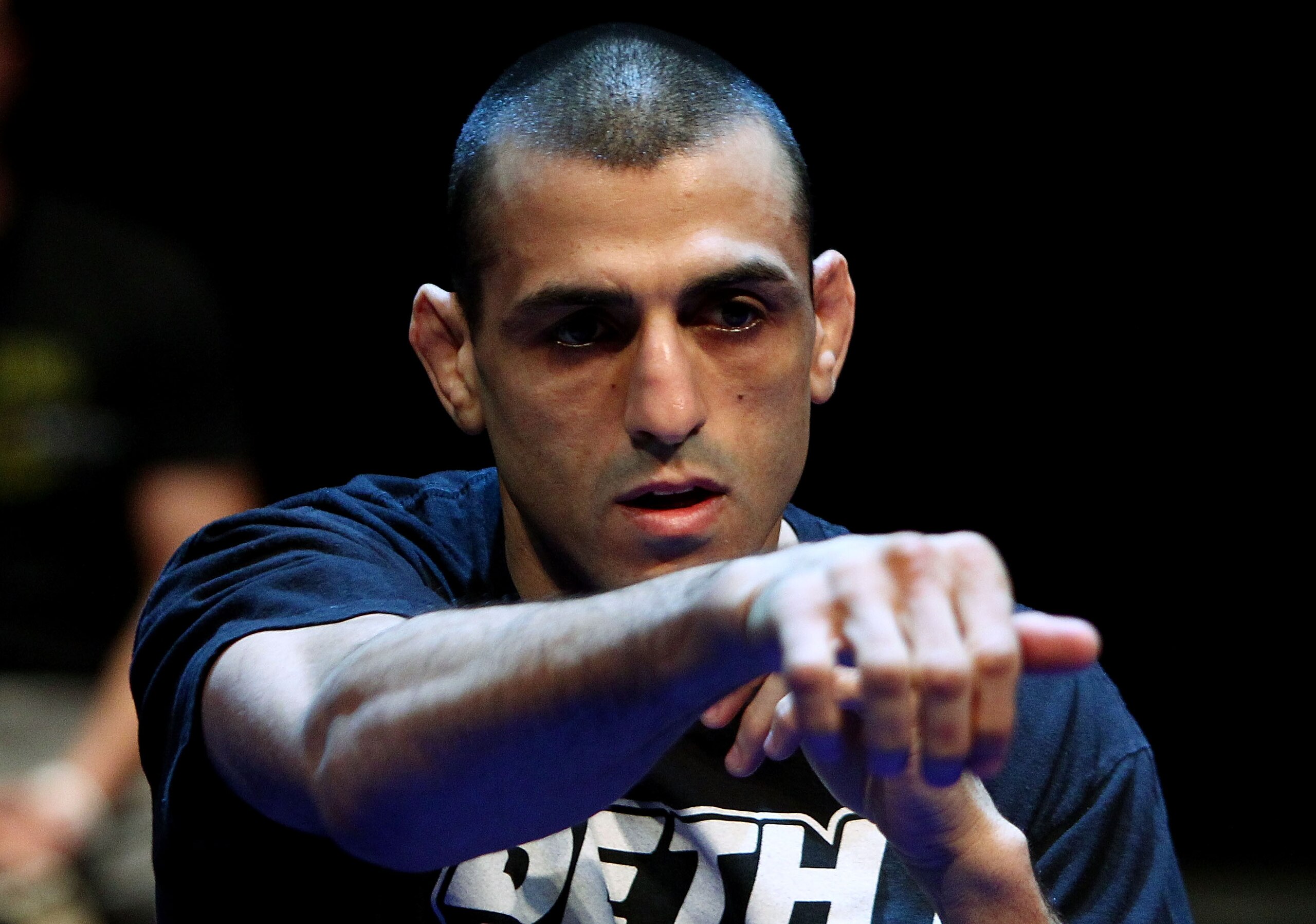 SYDNEY, AUSTRALIA - FEBRUARY 22:  George Sotiropoulos spas during an Open Workout ahead of UFC Sydney 127 at Star City on February 22, 2011 in Sydney, Australia.  (Photo by Mark Nolan/Getty Images)