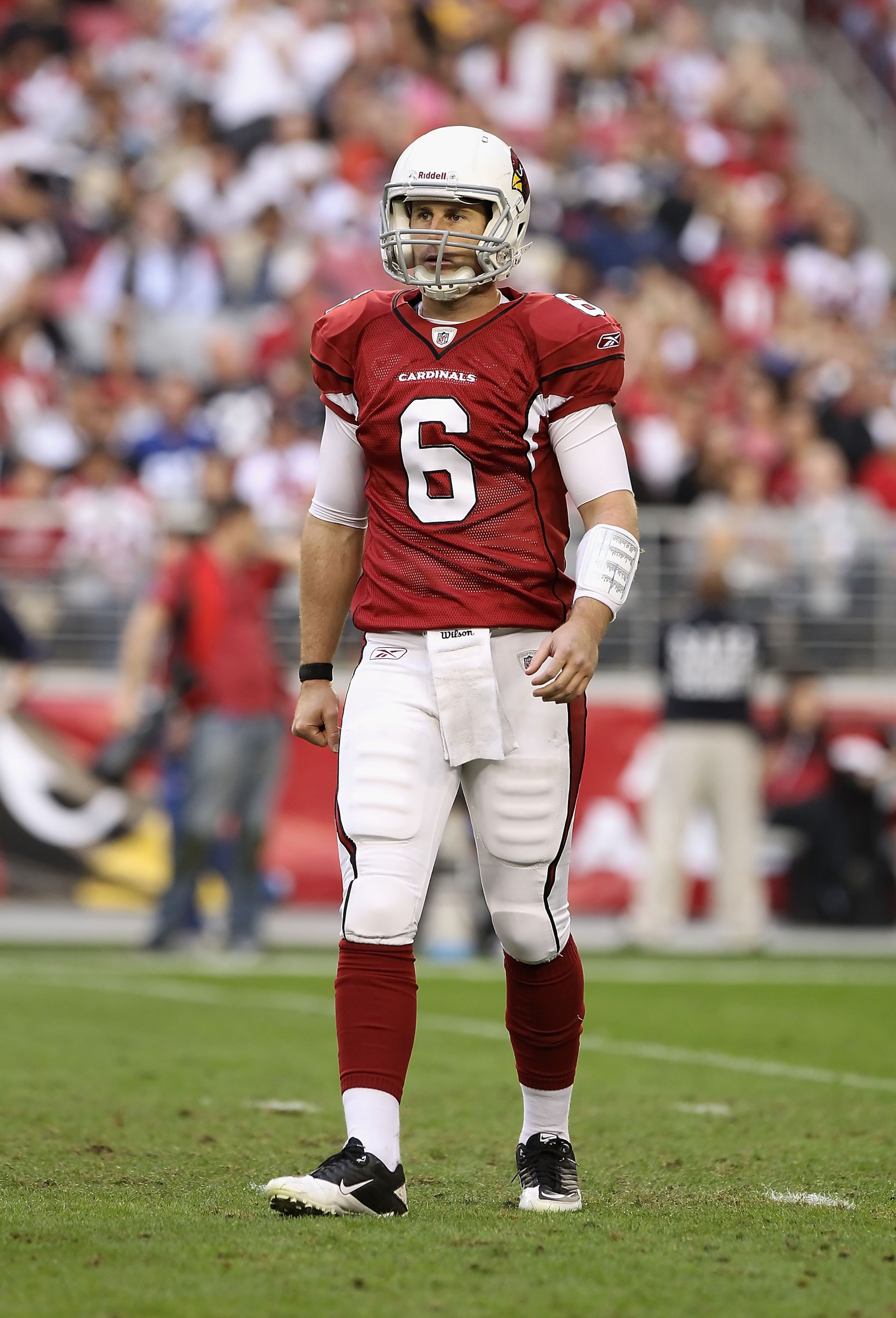 GLENDALE, AZ - DECEMBER 05: Quarterback Max Hall #6 of the Arizona Cardinals during the NFL game against the St. Louis Rams at the University of Phoenix Stadium on December 5, 2010 in Glendale, Arizona. The Rams defeated the Cardinals 19-6. (Photo by C GLENDALE, AZ - DECEMBER 05: Quarterback Max Hall #6 of the Arizona Cardinals during the NFL game against the St. Louis Rams at the University of Phoenix Stadium on December 5, 2010 in Glendale, Arizona. The Rams defeated the Cardinals 19-6. (Photo by C