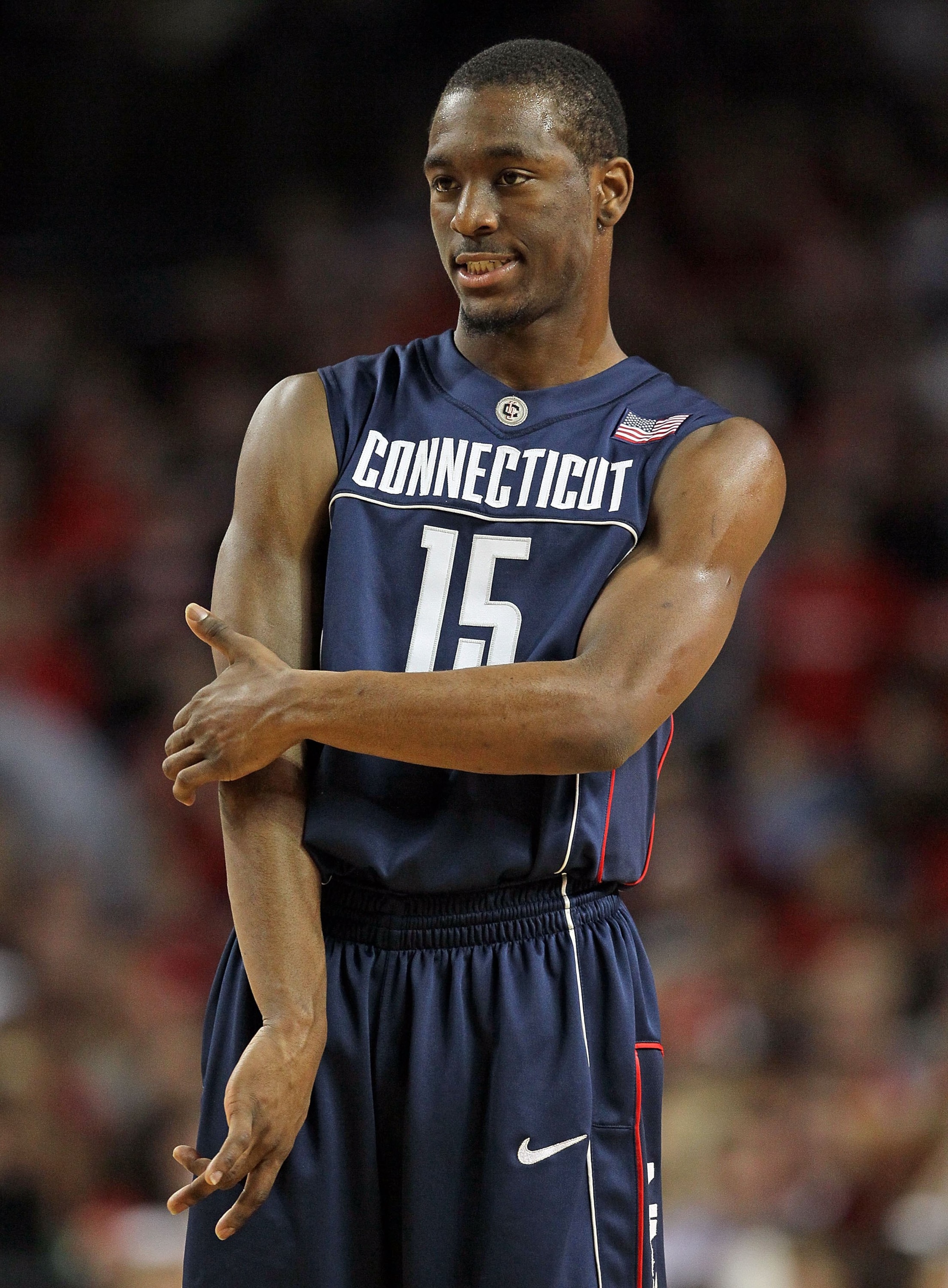 LOUISVILLE, KY - FEBRUARY 01:  Kemba Walker #15 of the Connecticut Huskies looks on during the Big East Conference game against the Louisville Cardinals on February 1, 2010 at Freedom Hall in Louisville, Kentucky.  (Photo by Andy Lyons/Getty Images)