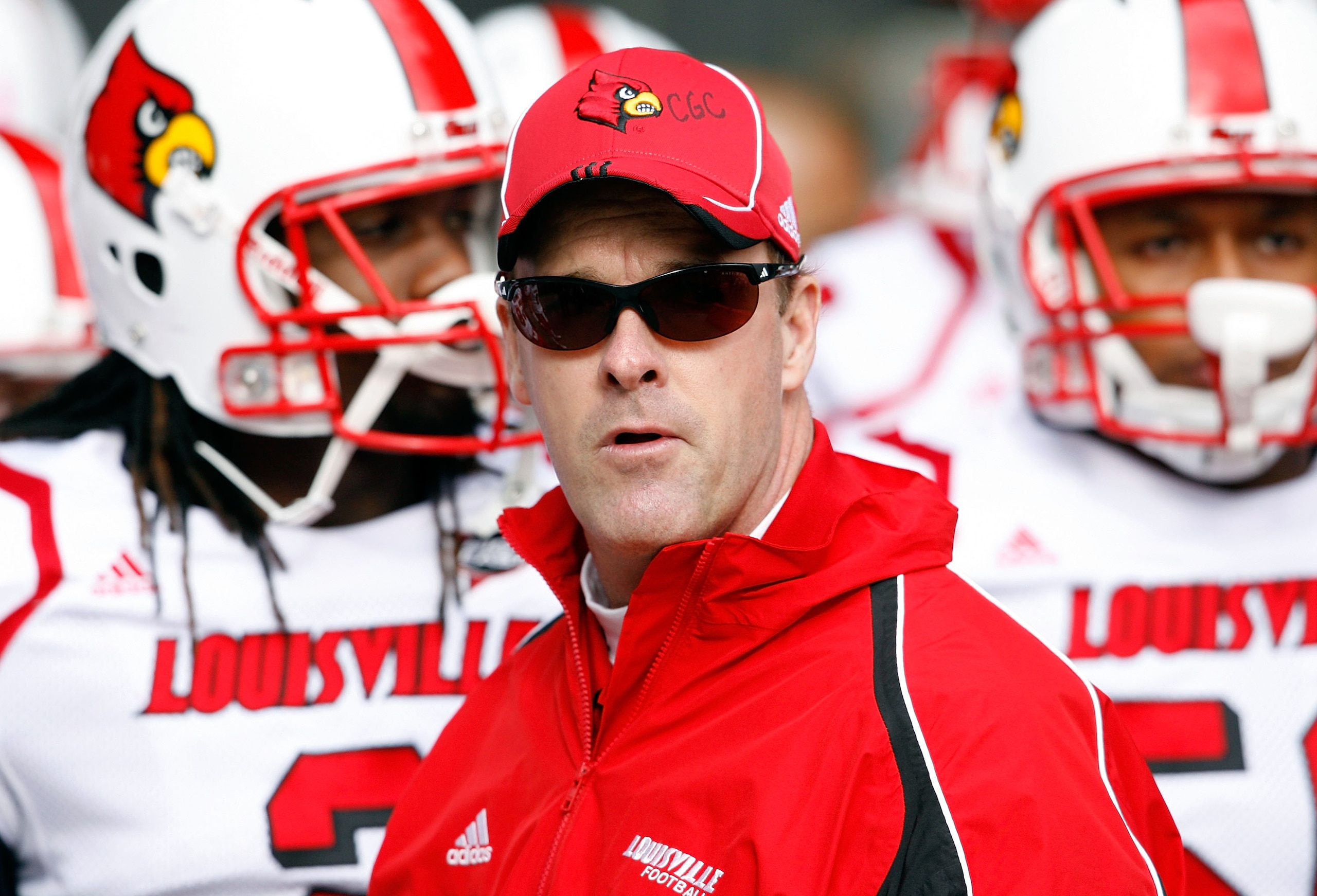 CINCINNATI - OCTOBER 24:  Steve Kragthorpe the Head Coach of the Louisville Cardinals is pictured during the Big East Conference game against the Cincinnati Bearcats at Nippert Stadium on October 24, 2009 in Cincinnati, Ohio.  (Photo by Andy Lyons/Getty I