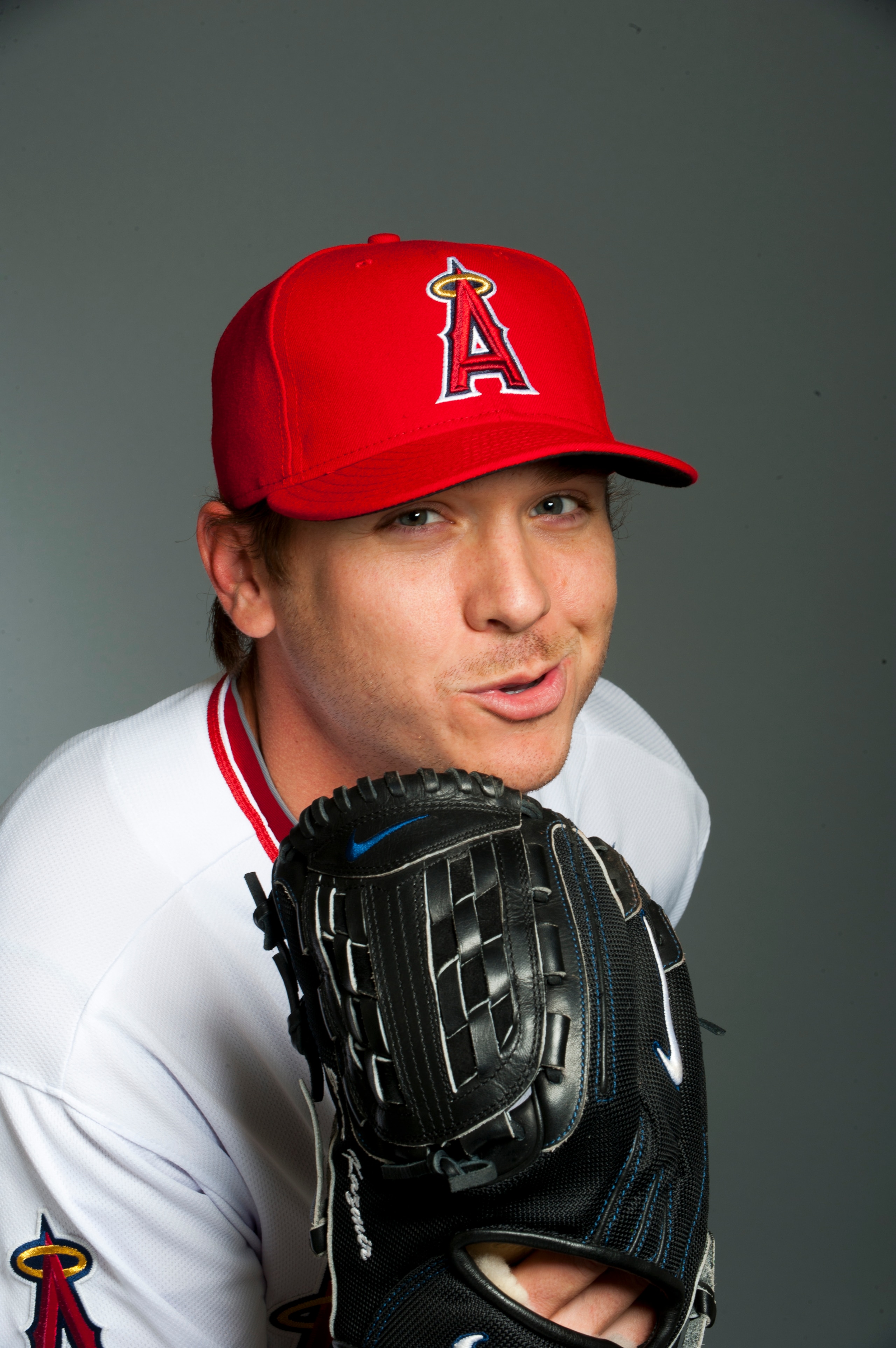 TEMPE, AZ - FEBRUARY 21: Scott Kazmir #19 of the Los Angeles Angels of Anaheim poses during their photo day at Tempe Diablo Stadium on February 21, 2011 in Tempe, Arizona.  (Photo by Rob Tringali/Getty Images)