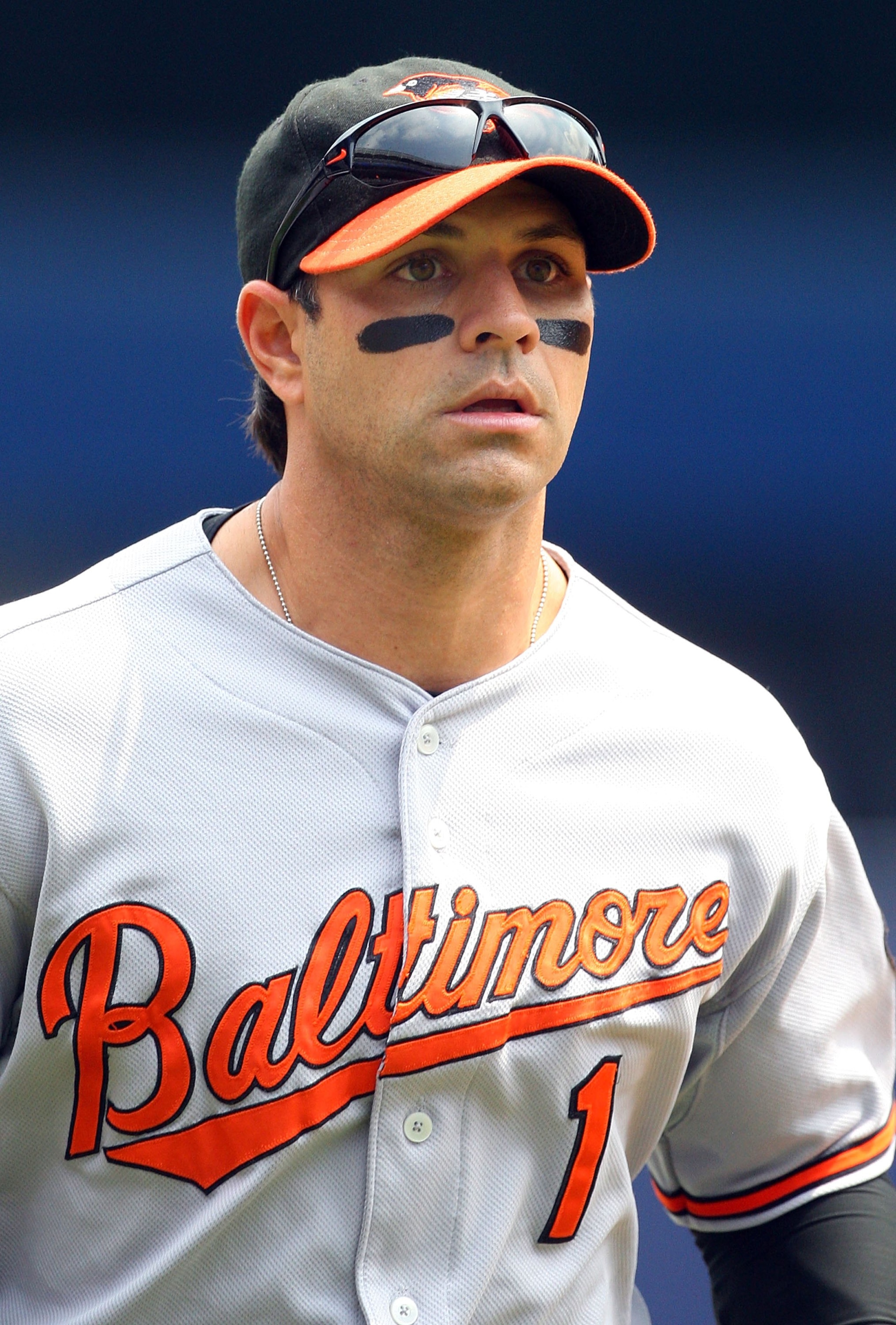 NEW YORK - JULY 22:  Brian Roberts #1 of the Baltimore Orioles looks on against the New York Yankees on July 22, 2009 at Yankee Stadium in the Bronx borough of New York City.  (Photo by Jim McIsaac/Getty Images)