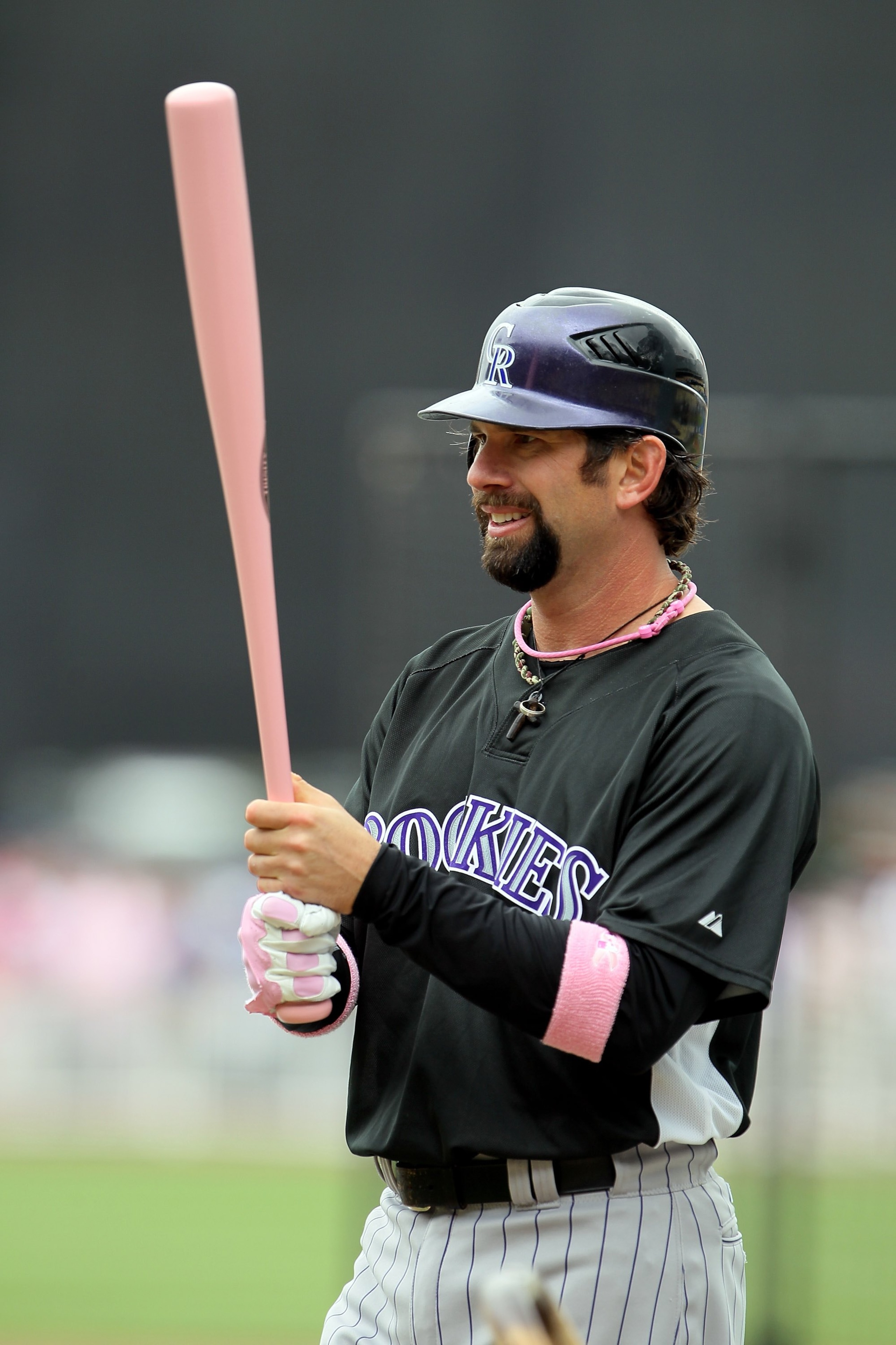 LOS ANGELES, CA - MAY 09:  Todd Helton #17 of the Colorado Rockies looks on prior to the start of the game against the Los Angeles Dodgers at Dodger Stadium on May 9, 2010 in Los Angeles, California.  (Photo by Jeff Gross/Getty Images)