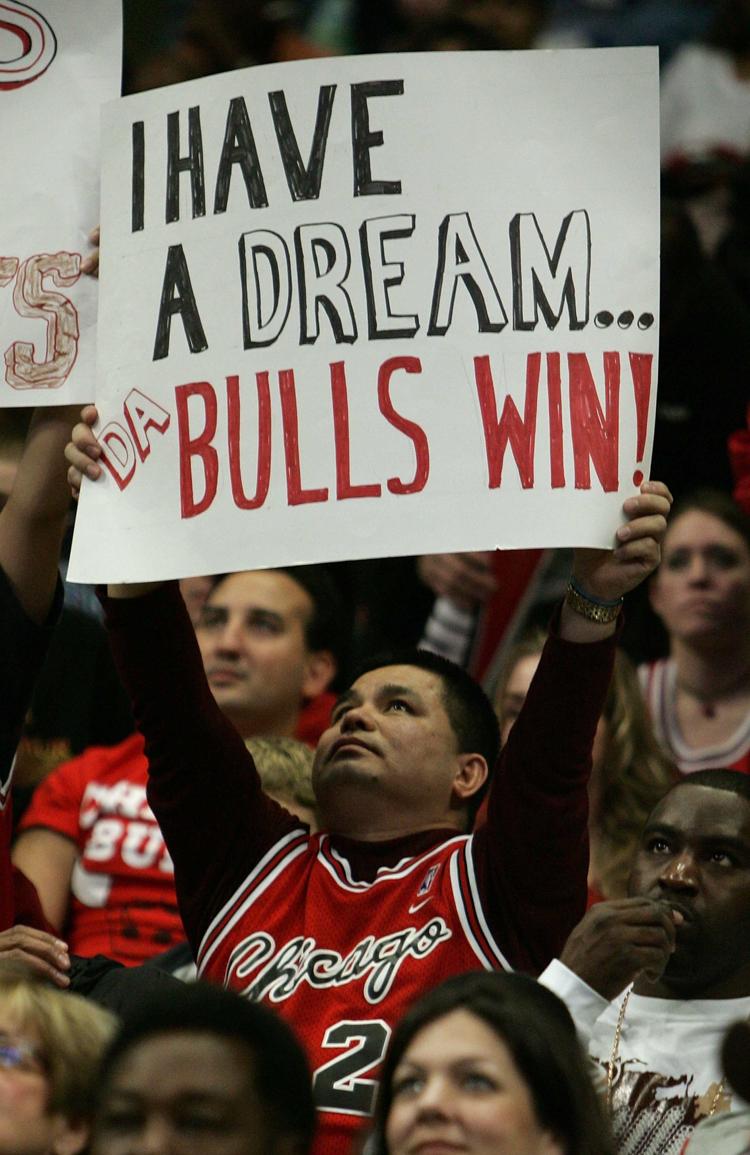 CHICAGO - JANUARY 16:  A fan holds a sign during a game between the Chicago Bulls and the Denver Nuggets on January 16, 2006 at the United Center in Chicago, Illinois. The Nuggets defeated the Bulls 97-94.  NOTE TO USER: User expressly acknowledges and ag