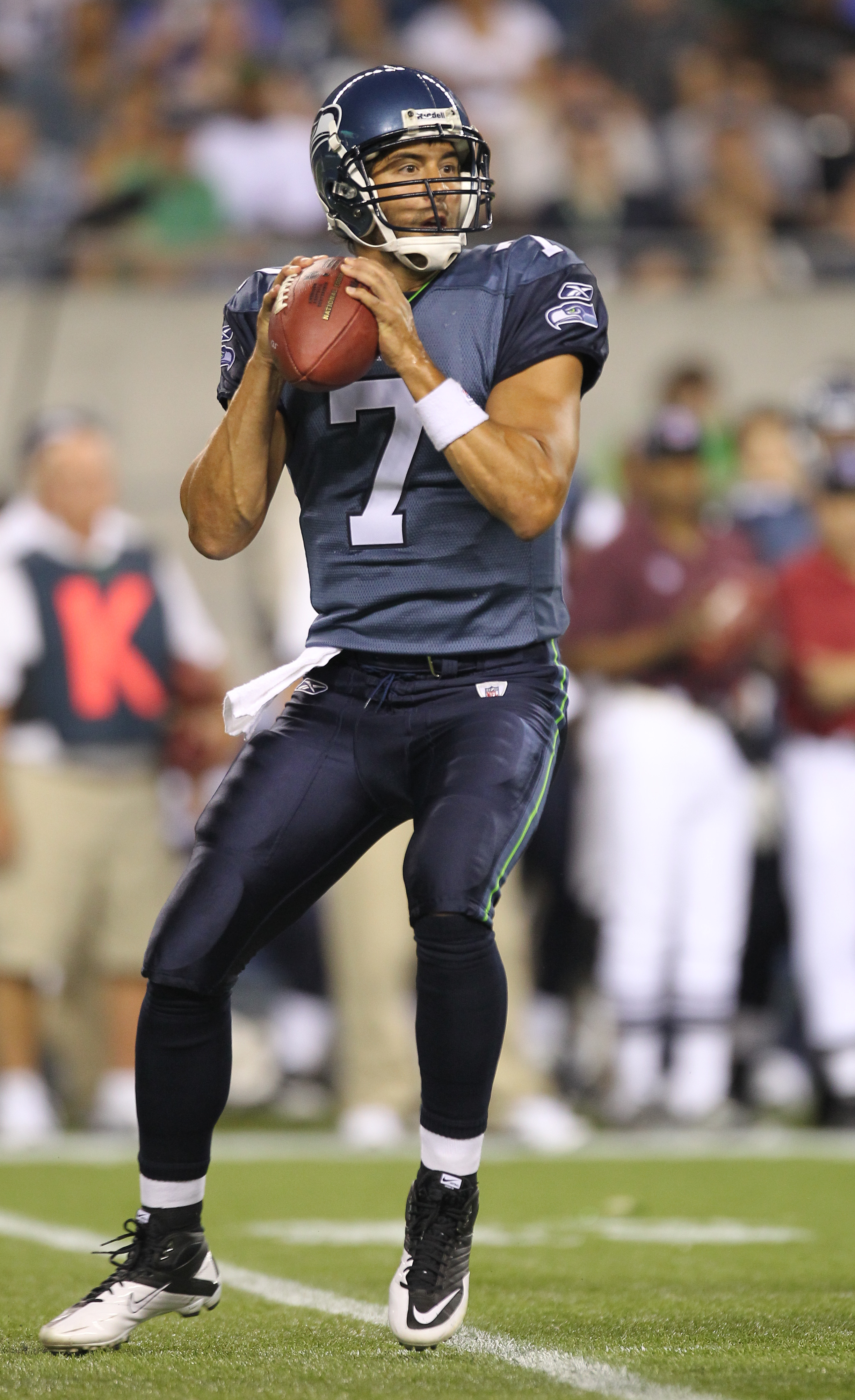 Quarterback J. P. Losman of the Oakland Raiders warms up prior to