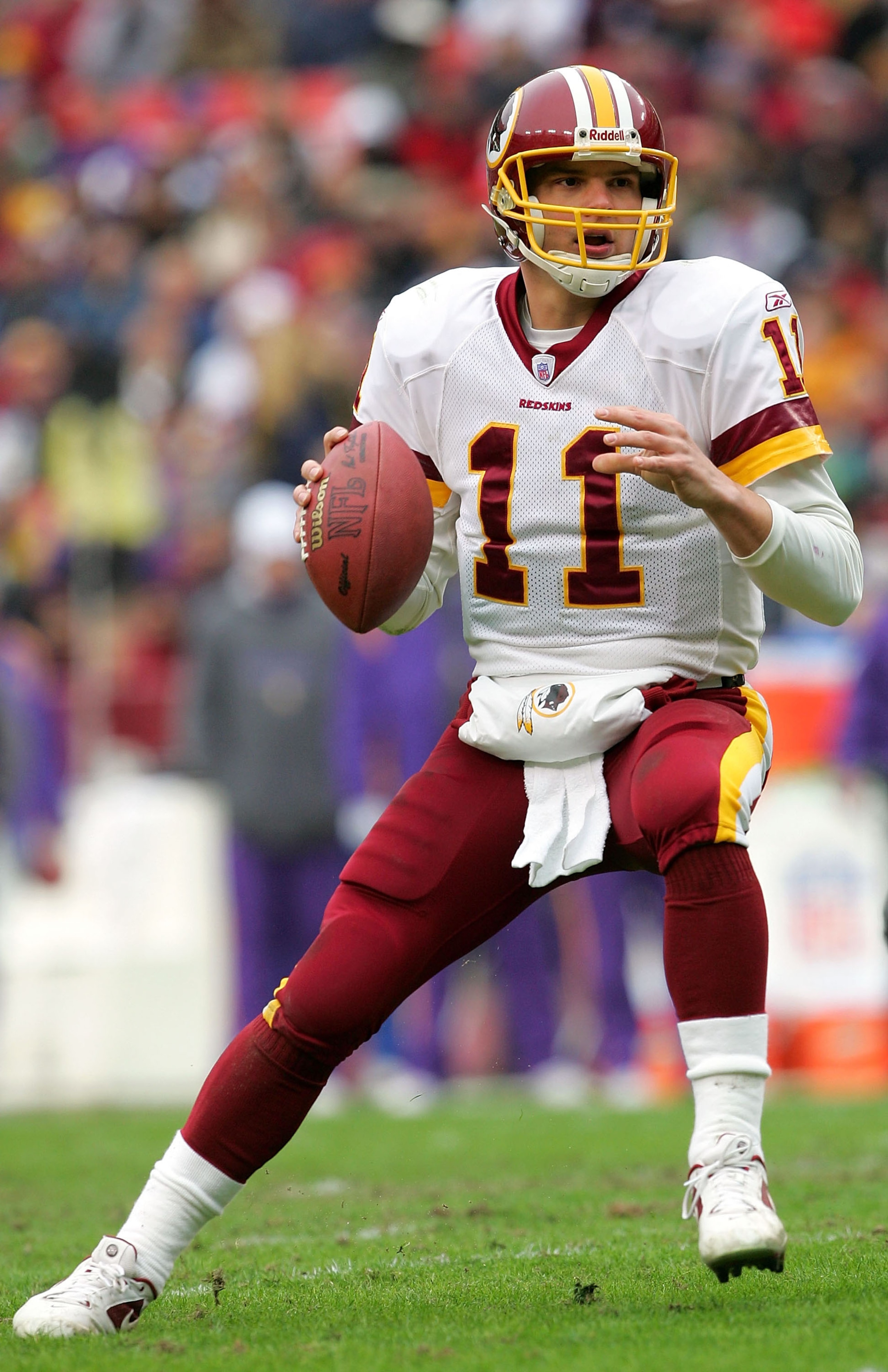 LANDOVER, MD - JANUARY 2:  Patrick Ramsey #11 of the Washington Redskins rolls out during the first half of the game against the Minnesota Vikings at FedEx Field on January 2, 2005 in Landover, Maryland.  (Photo by Jamie Squire/Getty Images)