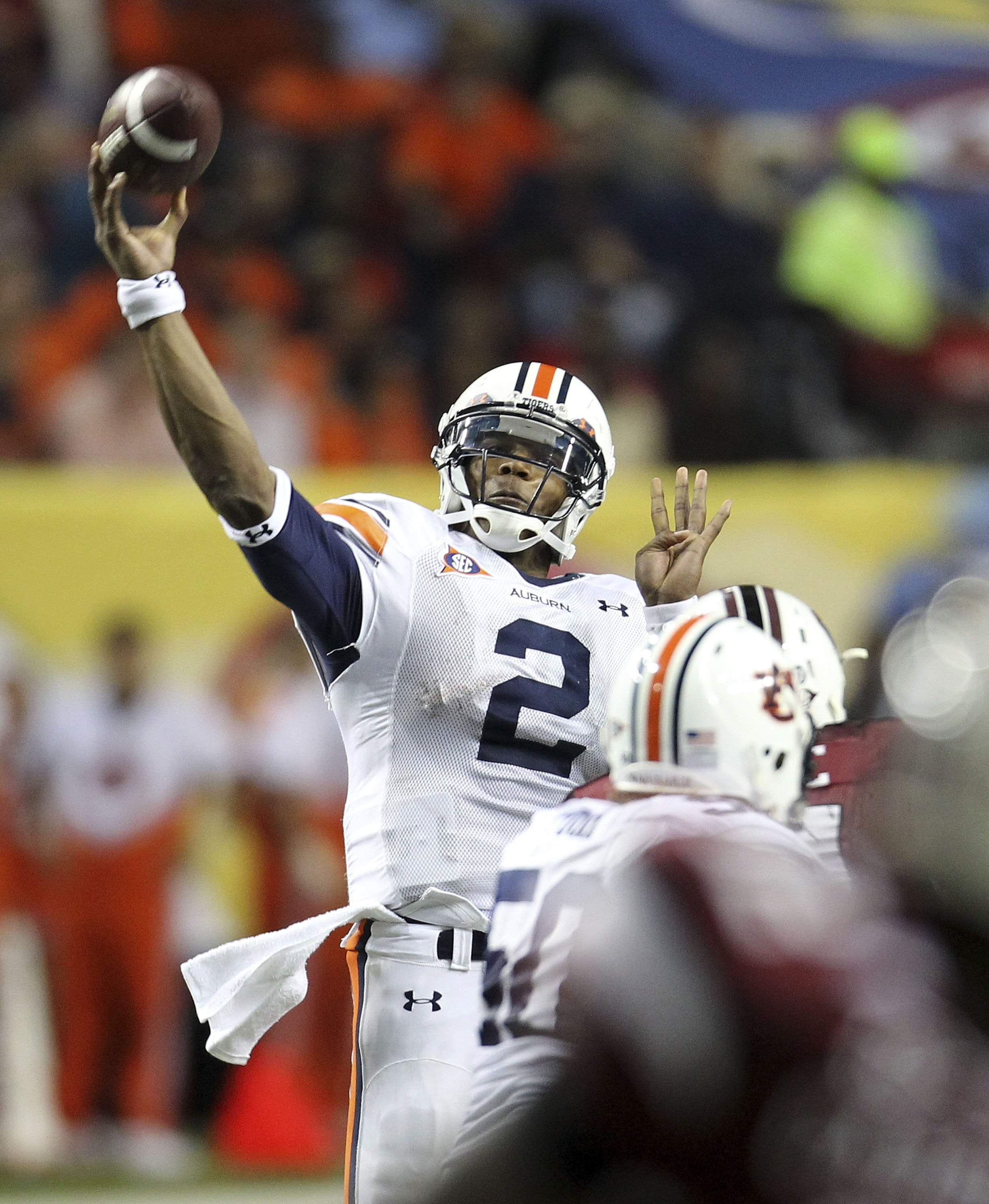 ATLANTA - DECEMBER 04: Quarterback Cam Newton #2 of the Auburn Tigers passes the ball during the 2010 SEC Championship against the South Carolina Gamecocks at Georgia Dome on December 4, 2010 in Atlanta, Georgia. (Photo by Mike Zarrilli/Getty Images) ATLANTA - DECEMBER 04: Quarterback Cam Newton #2 of the Auburn Tigers passes the ball during the 2010 SEC Championship against the South Carolina Gamecocks at Georgia Dome on December 4, 2010 in Atlanta, Georgia. (Photo by Mike Zarrilli/Getty Images)