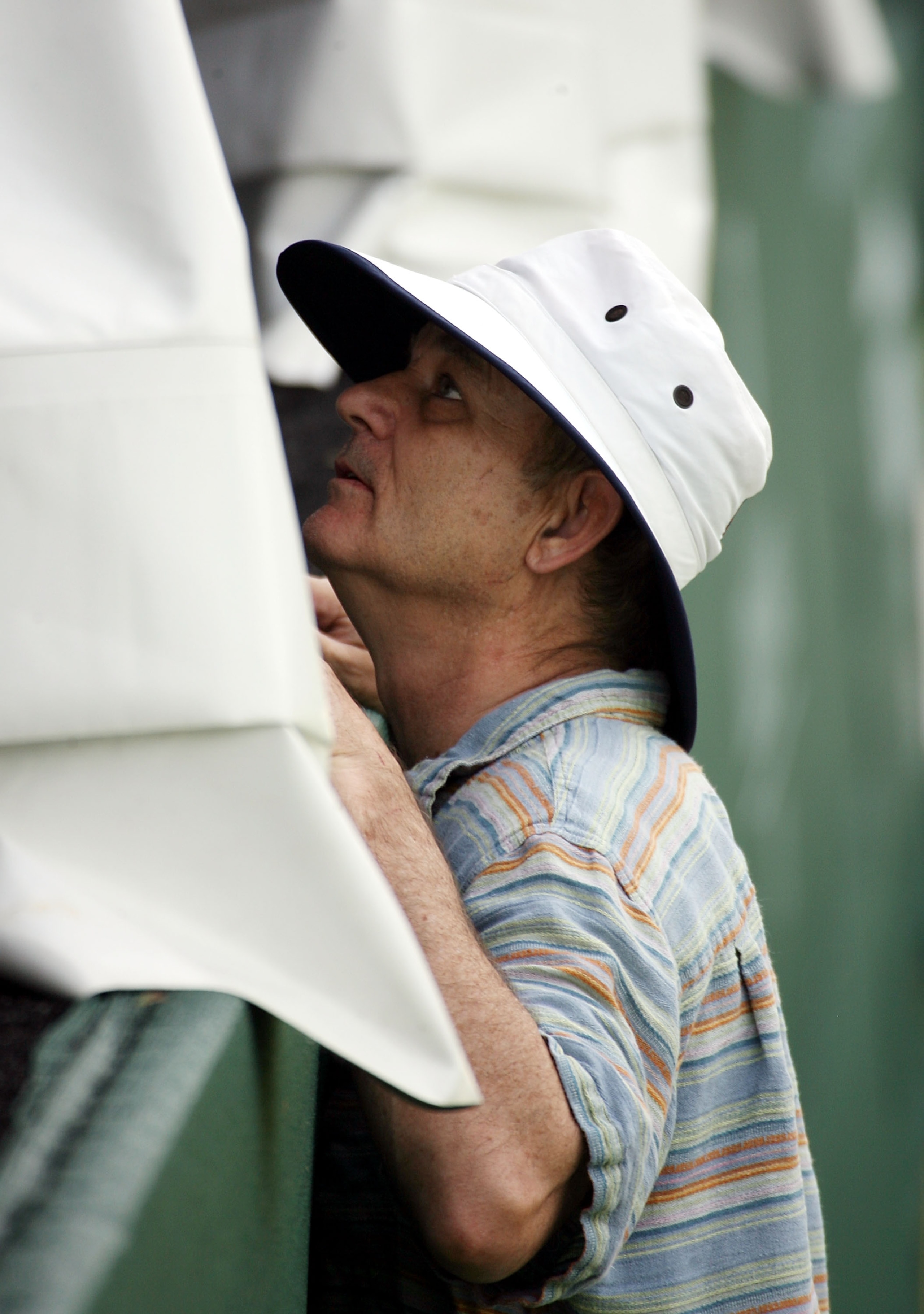 LUTZ, FL - APRIL 17:  Actor Bill Murray reacts on the 17th hole during the first round of the Outback Steakhouse Pro-Am at TPC Tampa Bay on April 17, 2009  in Lutz, Florida.  (Photo by Marc Serota/Getty Images)
