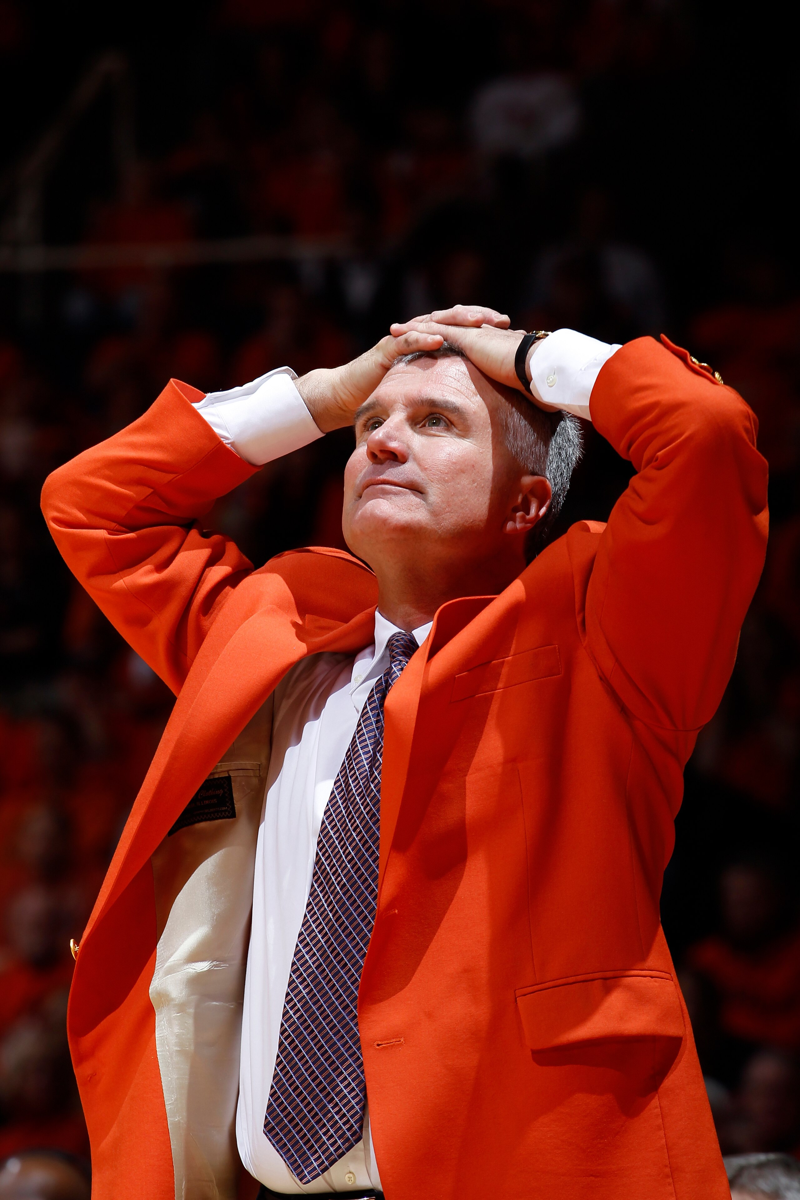 CHAMPAIGN, IL - JANUARY 22: Illinois Fighting Illini head coach Bruce Weber looks on in the first half against the Ohio State Buckeyes at Assembly Hall on January 22, 2011 in Champaign, Illinois. (Photo by Joe Robbins/Getty Images)