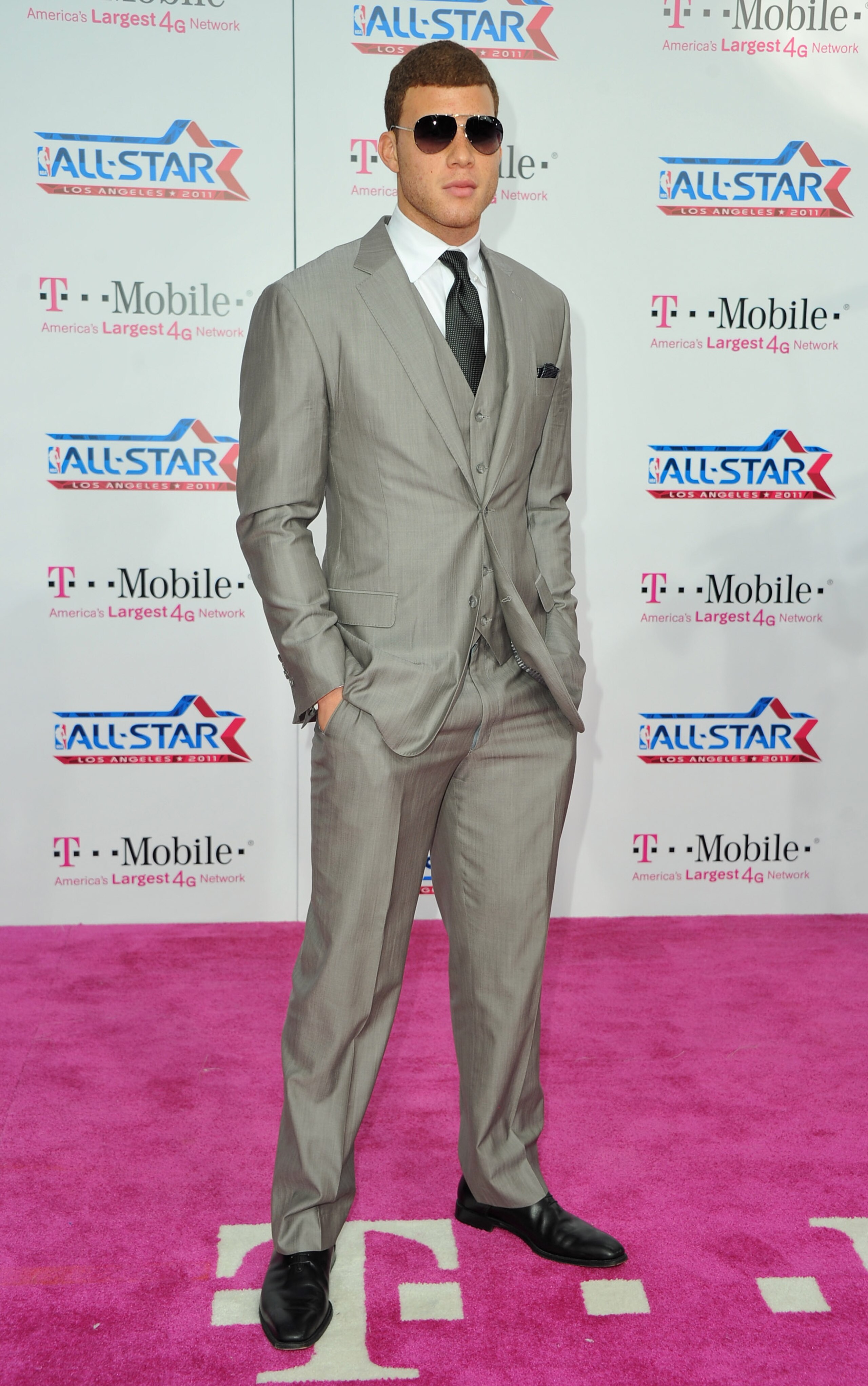LOS ANGELES, CA - FEBRUARY 20: NBA player Blake Griffin arrives to the T-Mobile Magenta Carpet at the 2011 NBA All-Star Game on February 20, 2011 in Los Angeles, California. (Photo by Alberto E. Rodriguez/Getty Images) LOS ANGELES, CA - FEBRUARY 20: NBA player Blake Griffin arrives to the T-Mobile Magenta Carpet at the 2011 NBA All-Star Game on February 20, 2011 in Los Angeles, California. (Photo by Alberto E. Rodriguez/Getty Images)