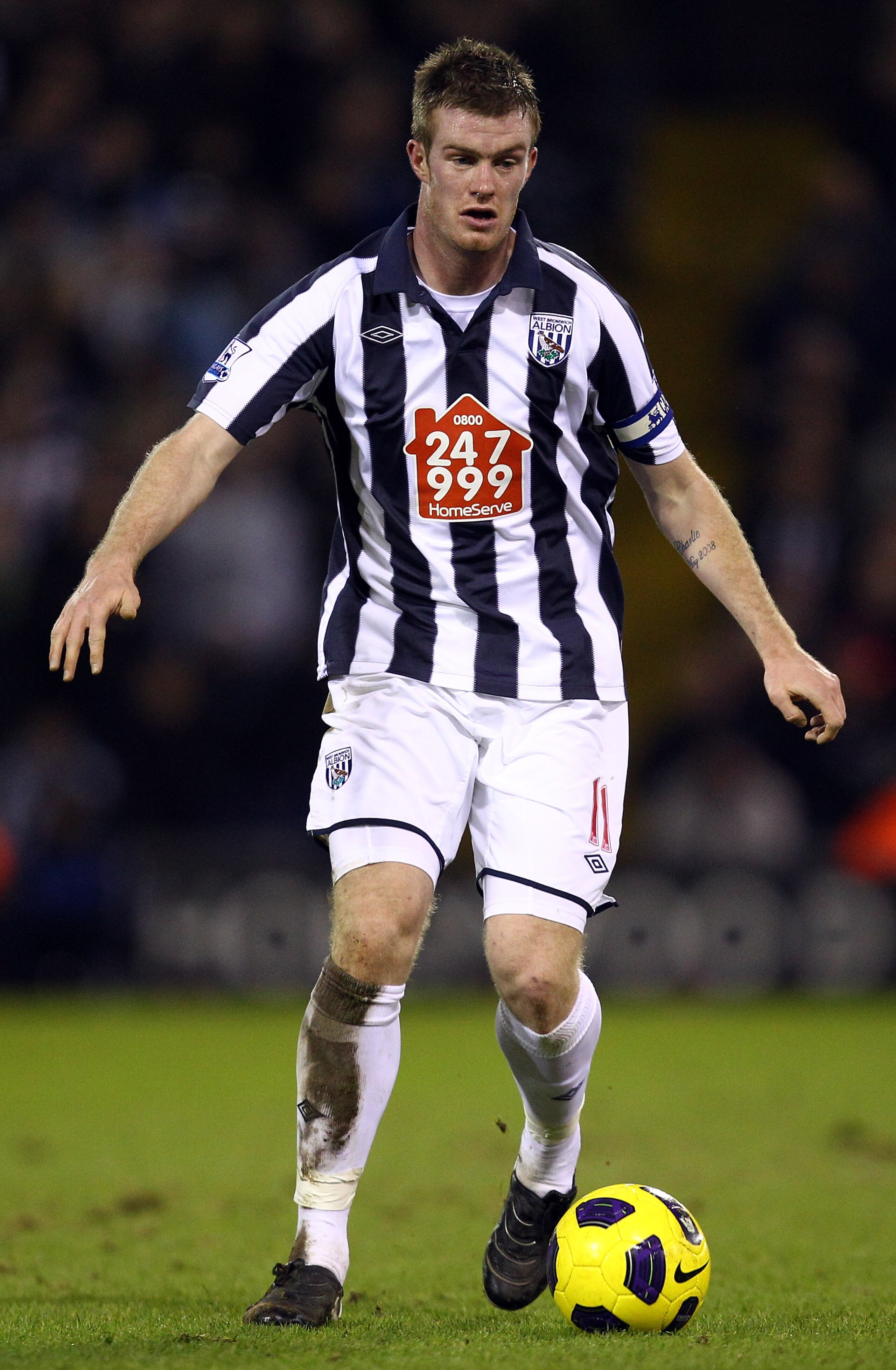 WEST BROMWICH, ENGLAND - FEBRUARY 01:  Chris Brunt of West Brom in action during the Barclays Premier League match between West Bromwich Albion and Wigan Athletic at The Hawthorns on February 1, 2011 in West Bromwich, England.  (Photo by Richard Heathcote