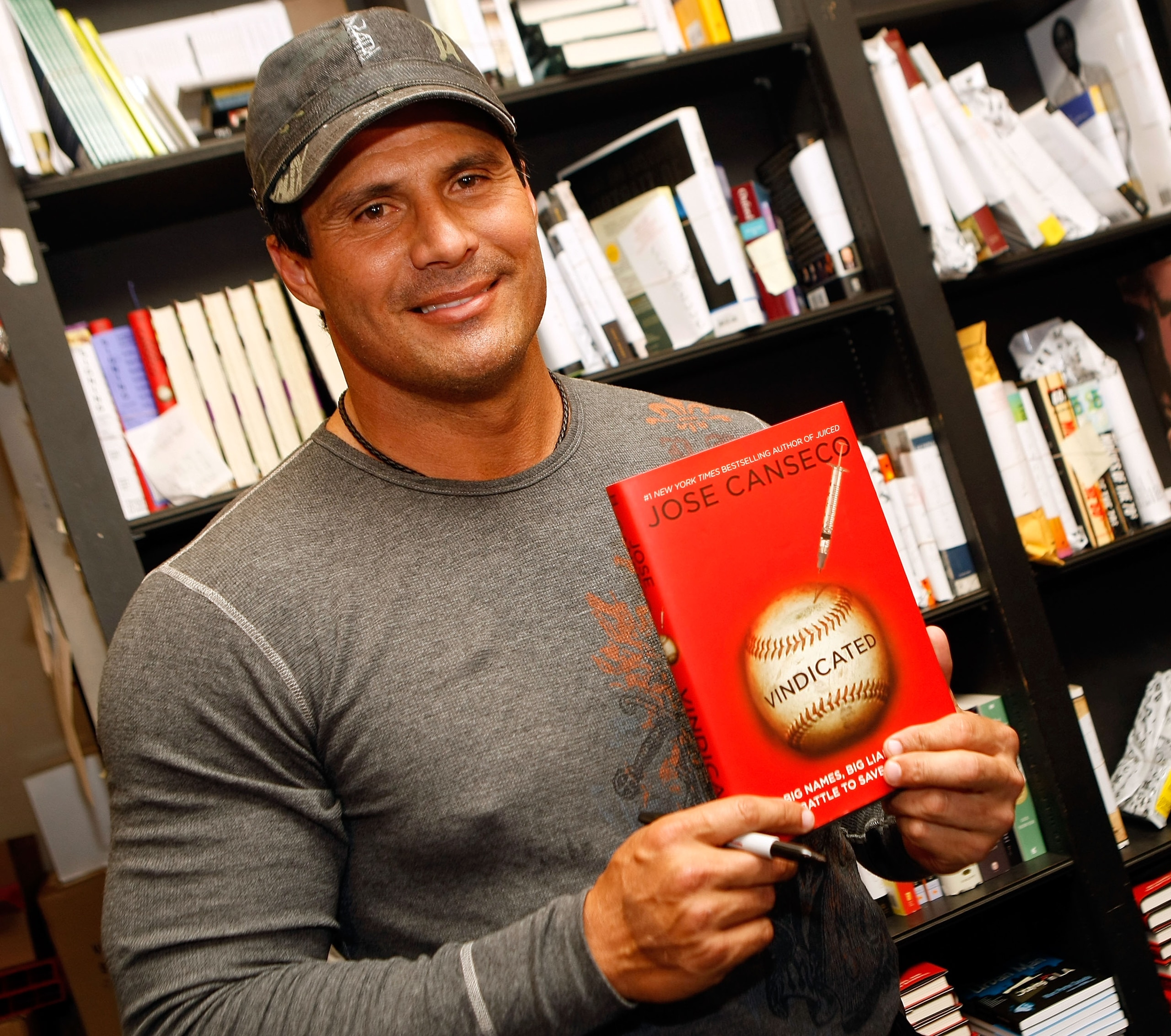 LOS ANGELES, CA - APRIL 07: Former baseball player and author Jose Canseco signs copies of his new book 'Vindicated: Big Names, Big Liars, and the Battle to Save Baseball' at Book Soup on April 7, 2008 in Los Angeles, California. (Photo by Michael Buck LOS ANGELES, CA - APRIL 07: Former baseball player and author Jose Canseco signs copies of his new book 'Vindicated: Big Names, Big Liars, and the Battle to Save Baseball' at Book Soup on April 7, 2008 in Los Angeles, California. (Photo by Michael Buck