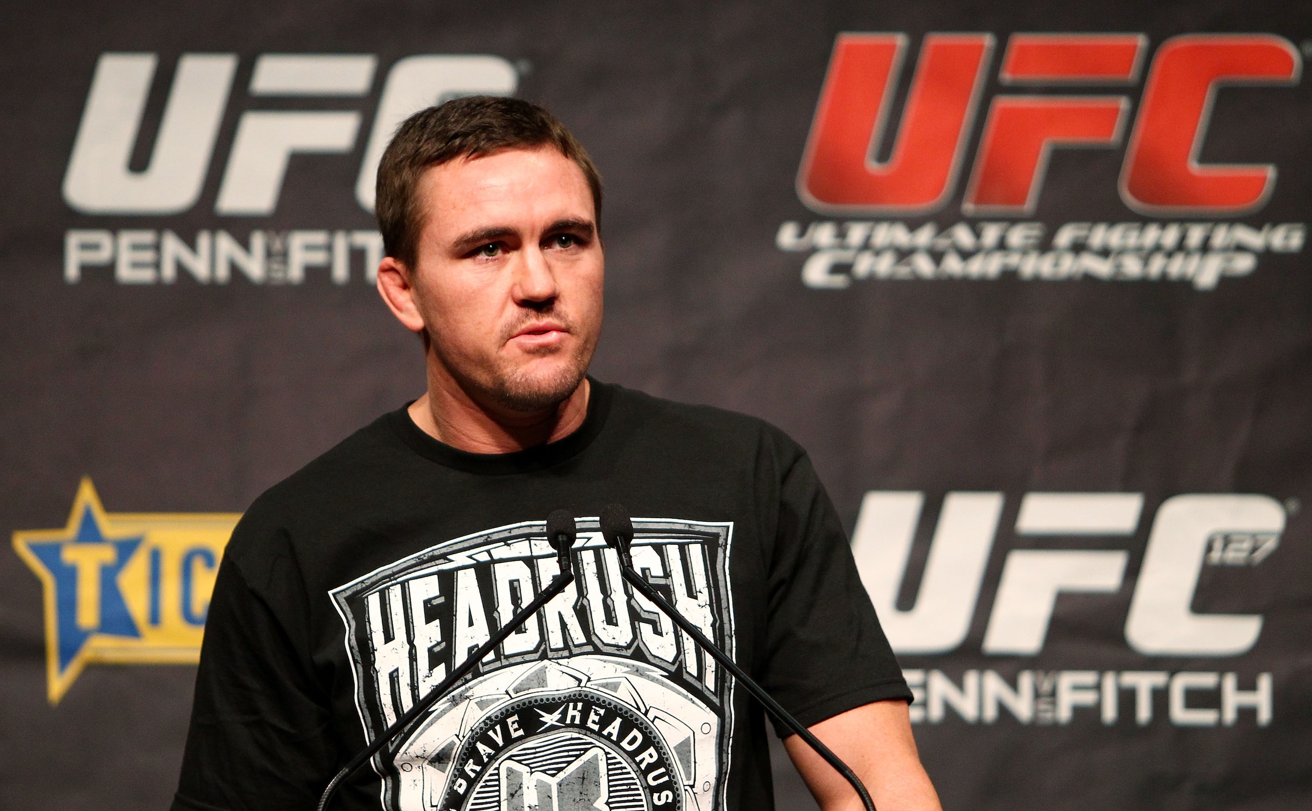 SYDNEY, AUSTRALIA - DECEMBER 14: Kyle Noke speaks to the media during a UFC 127 Press Conference at Star City on December 14, 2010 in Sydney, Australia.  (Photo by Mark Nolan/Getty Images)