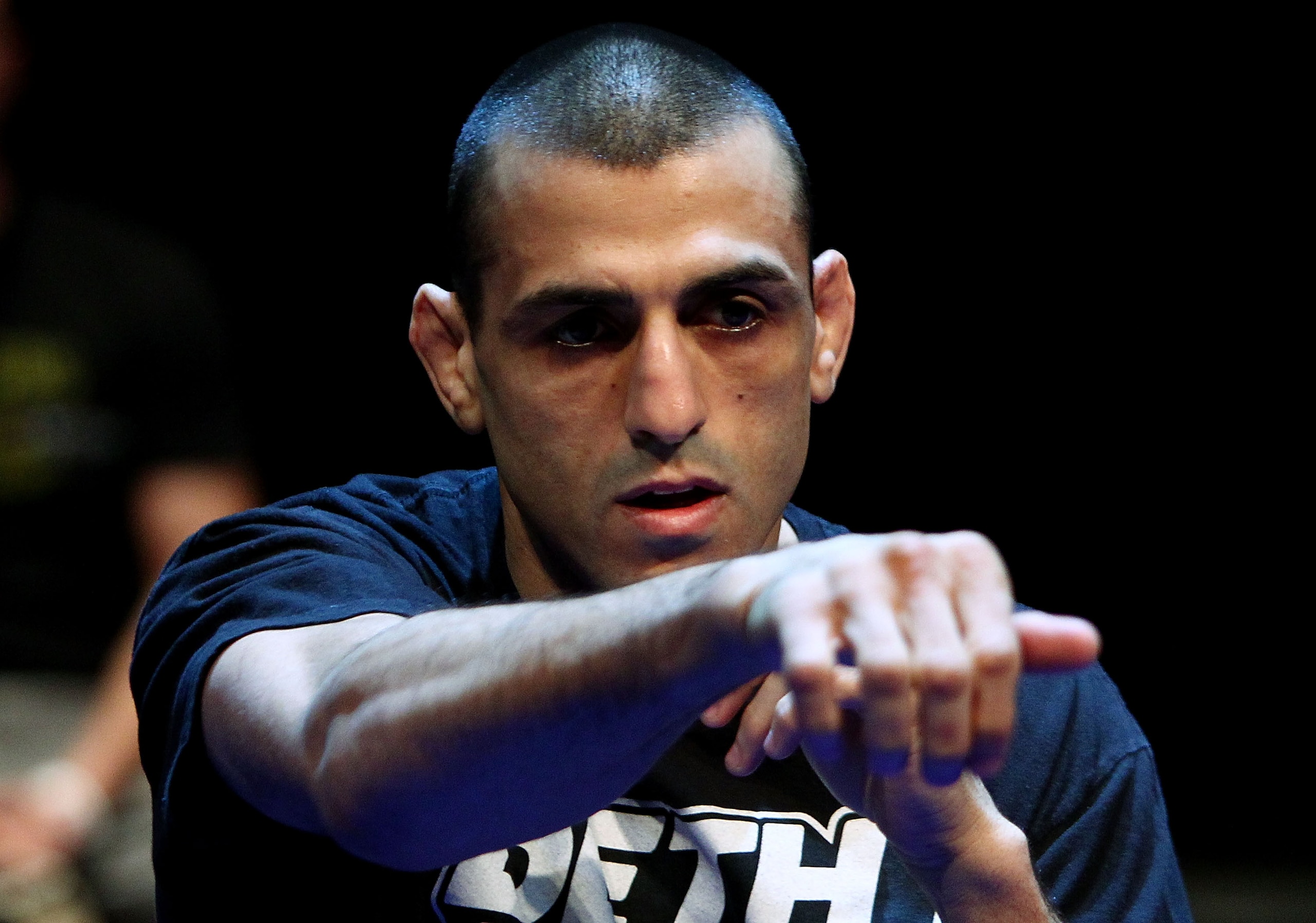 SYDNEY, AUSTRALIA - FEBRUARY 22:  George Sotiropoulos spas during an Open Workout ahead of UFC Sydney 127 at Star City on February 22, 2011 in Sydney, Australia.  (Photo by Mark Nolan/Getty Images)