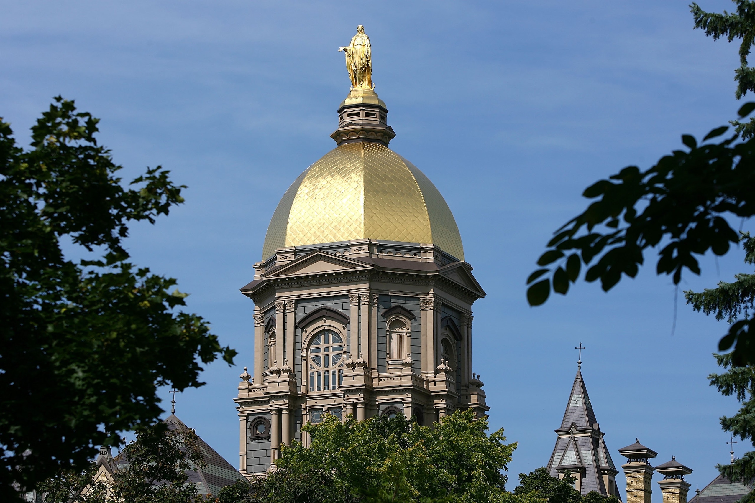 SOUTH BEND, IN - SEPTEMBER 19: A general view of the 'Golden Dome' on the campus of Notre Dame University before a game between the Notre Dame Fighting Irish and the Michigan State Spartans on September 19, 2009 at Notre Dame Stadium in South Bend, Indian