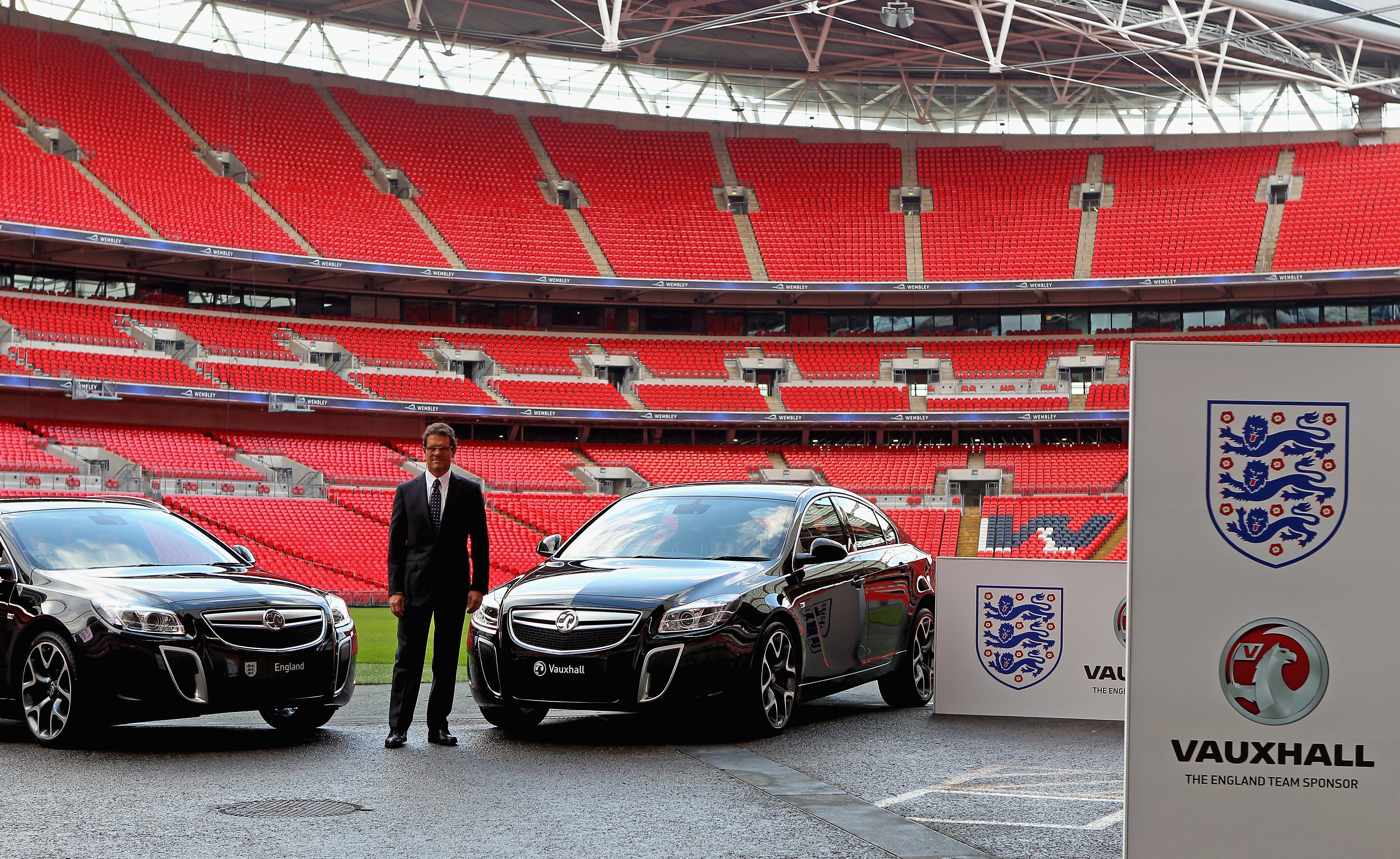 LONDON, ENGLAND - JANUARY 11:  England manager Fabio Capello attends the announcement of Vauxhall becoming the official leading partner to the England teams at Wembley Stadium on January 11, 2011 in London, England.  (Photo by Scott Heavey/Getty Images)