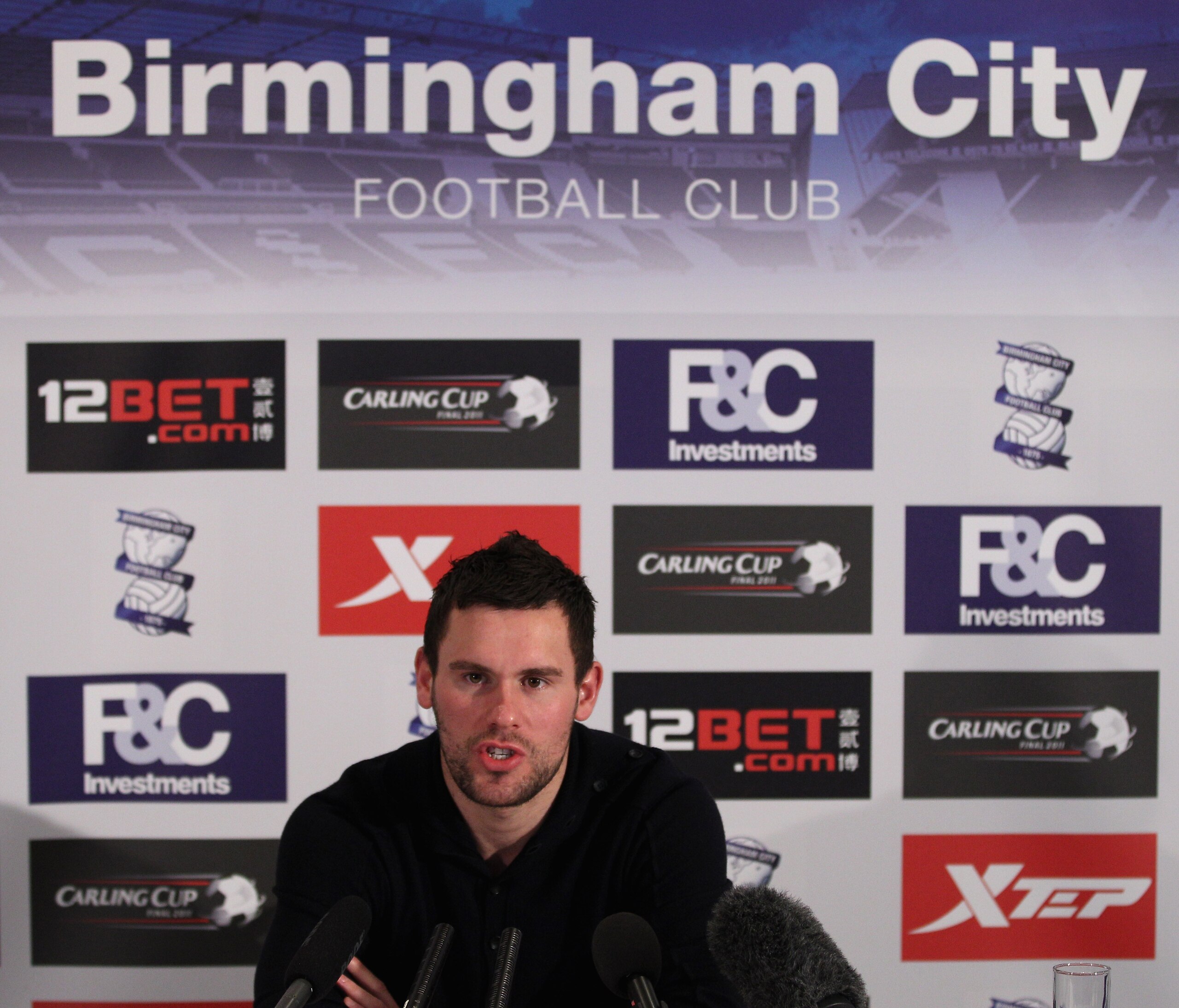 BIRMINGHAM, ENGLAND - FEBRUARY 22:  Ben Foster talks to the press during the Birmingham City Carling Cup media day at St Andrews on February 22, 2011 in Birmingham, England. Birmingham will play Arsenal in the Carling Cup Final at Wembley Stadium on Sunda