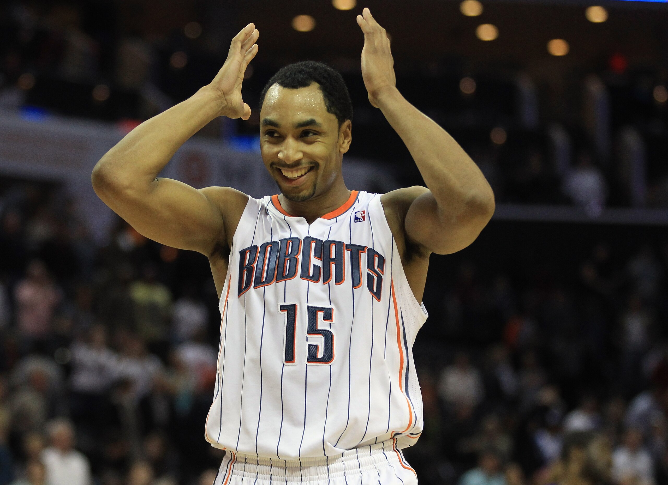 CHARLOTTE, NC - FEBRUARY 25:  Gerald Henderson #15 of the Charlotte Bobcats reacts to a play during their game against the Sacramento Kings at Time Warner Cable Arena on February 25, 2011 in Charlotte, North Carolina. NOTE TO USER: User expressly acknowle