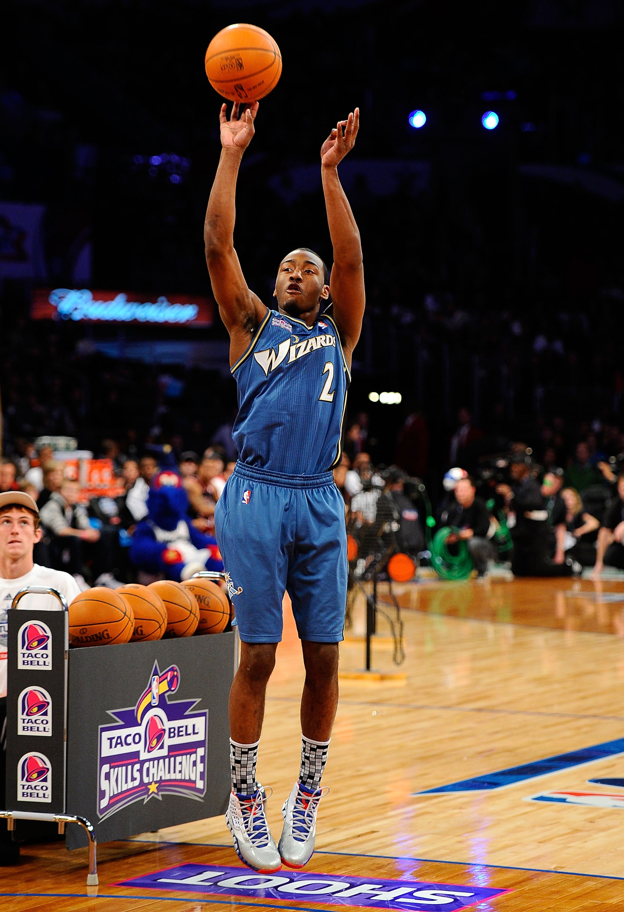 LOS ANGELES, CA - FEBRUARY 19:  John Wall #2 of the Washington Wizards competes in the Taco Bell Skills Challenge apart of NBA All-Star Saturday Night at Staples Center on February 19, 2011 in Los Angeles, California.  (Photo by Kevork Djansezian/Getty Im