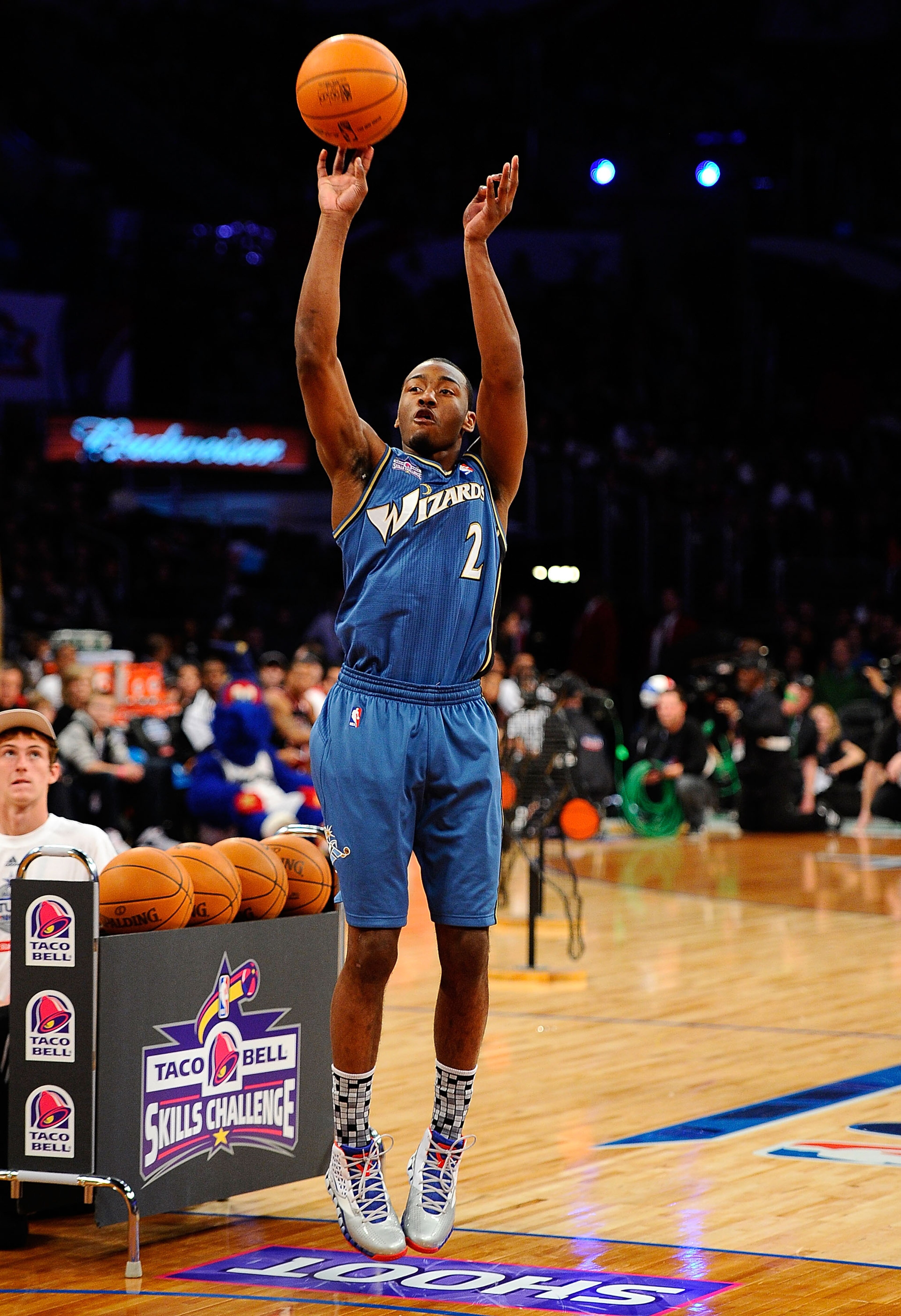 LOS ANGELES, CA - FEBRUARY 19:  John Wall #2 of the Washington Wizards competes in the Taco Bell Skills Challenge apart of NBA All-Star Saturday Night at Staples Center on February 19, 2011 in Los Angeles, California.  (Photo by Kevork Djansezian/Getty Im