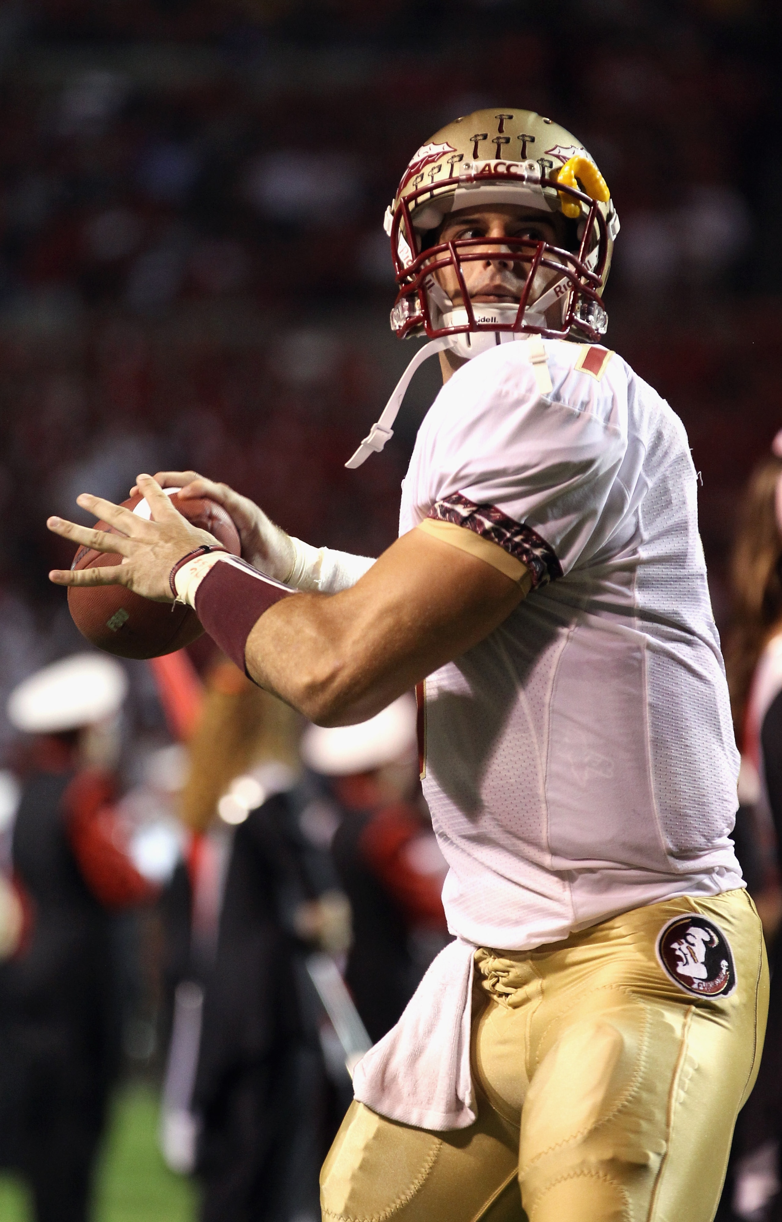 RALEIGH, NC - OCTOBER 28:  Christian Ponder #7 of the Florida State Seminoles against the North Carolina State Wolfpack during their game at Carter-Finley Stadium on October 28, 2010 in Raleigh, North Carolina.  (Photo by Streeter Lecka/Getty Images)