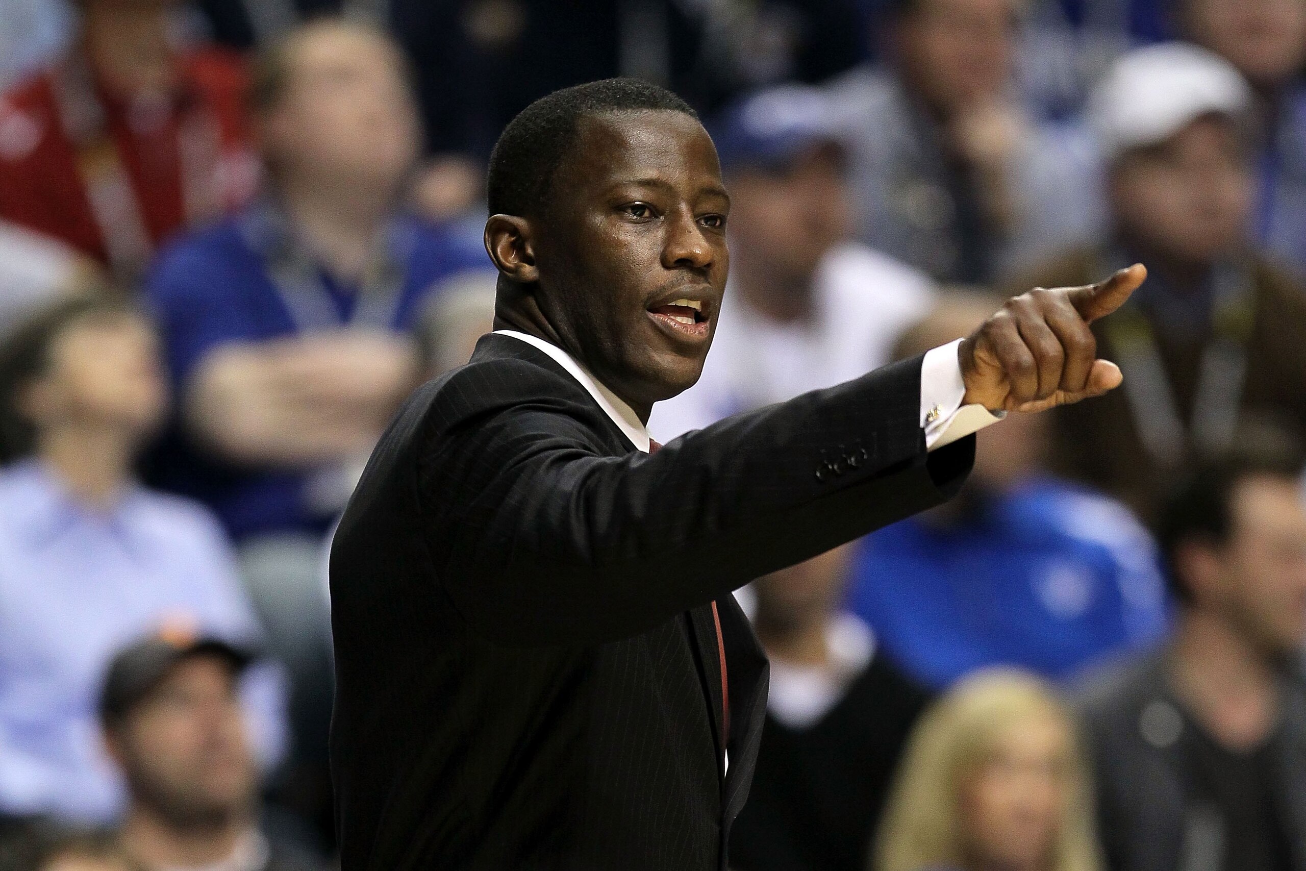 NASHVILLE, TN - MARCH 12:  Head coach Anthony Grant of the Alabama Crimson Tide reacts as he coaches against the Kentucky Wildcats during the quarterfinals of the SEC Men's Basketball Tournament at the Bridgestone Arena on March 12, 2010 in Nashville, Ten