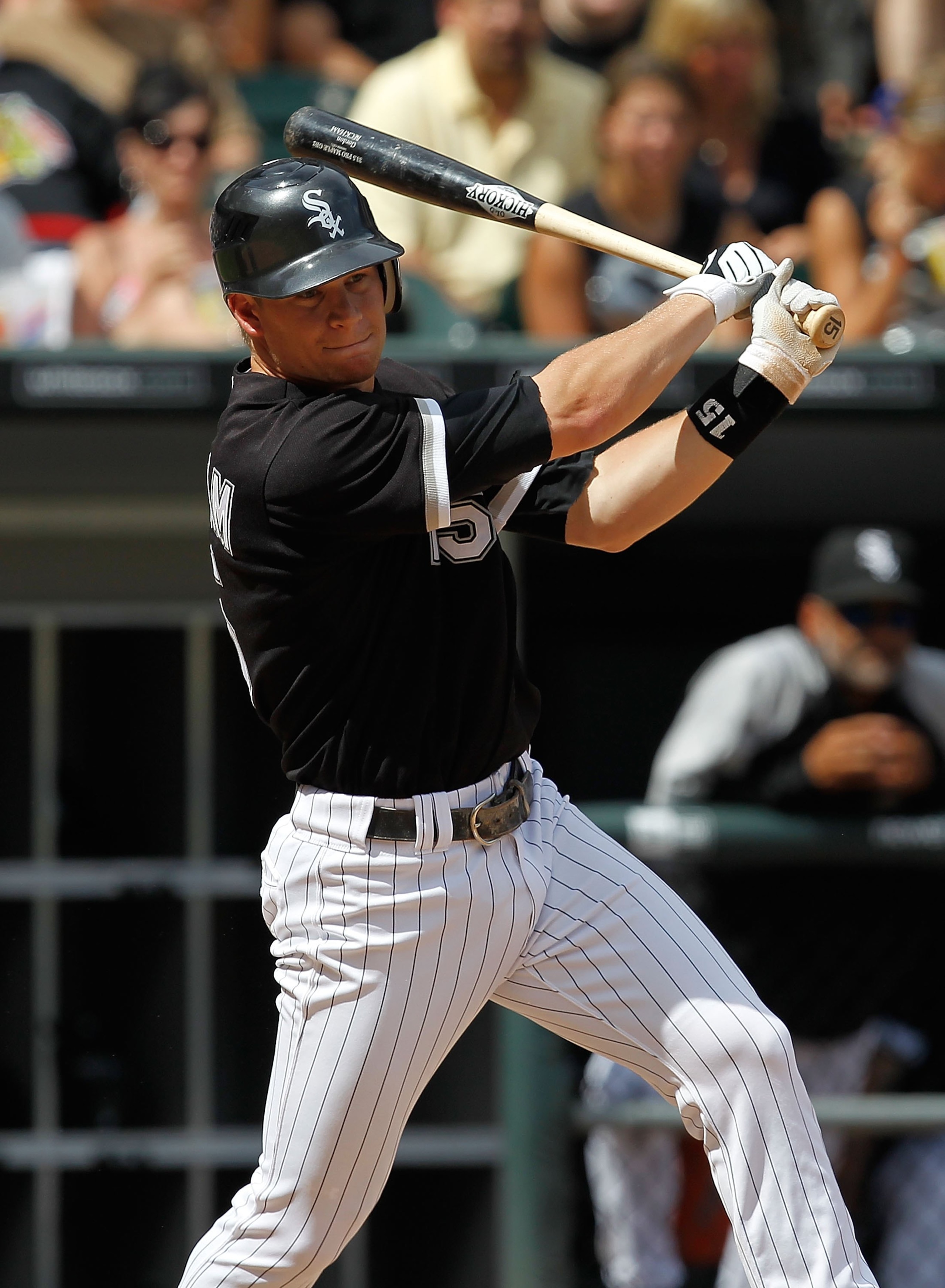 CHICAGO - JUNE 27: Gordon Beckham #15 of the Chicago White Sox hits the ball against the Chicago Cubs at U.S. Cellular Field on June 27, 2010 in Chicago, Illinois. The Cubs defeated the White Sox 8-6. (Photo by Jonathan Daniel/Getty Images)