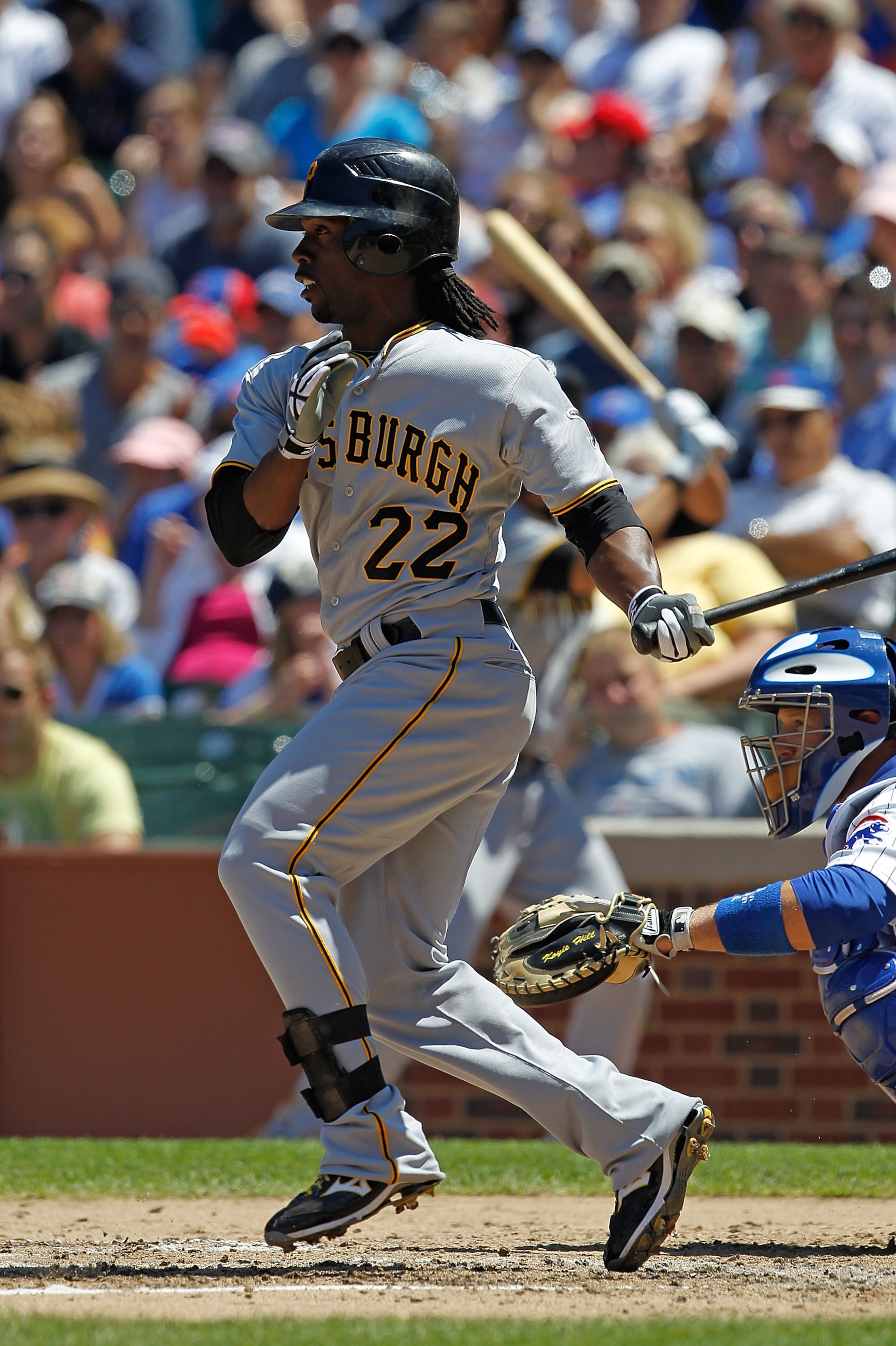 CHICAGO - JUNE 30: Andrew McCutchen #22 of the Pittsburgh Pirates hits the ball against the Chicago Cubs at Wrigley Field on June 30, 2010 in Chicago, Illinois. The Pirates defeated the Cubs 2-0. (Photo by Jonathan Daniel/Getty Images)