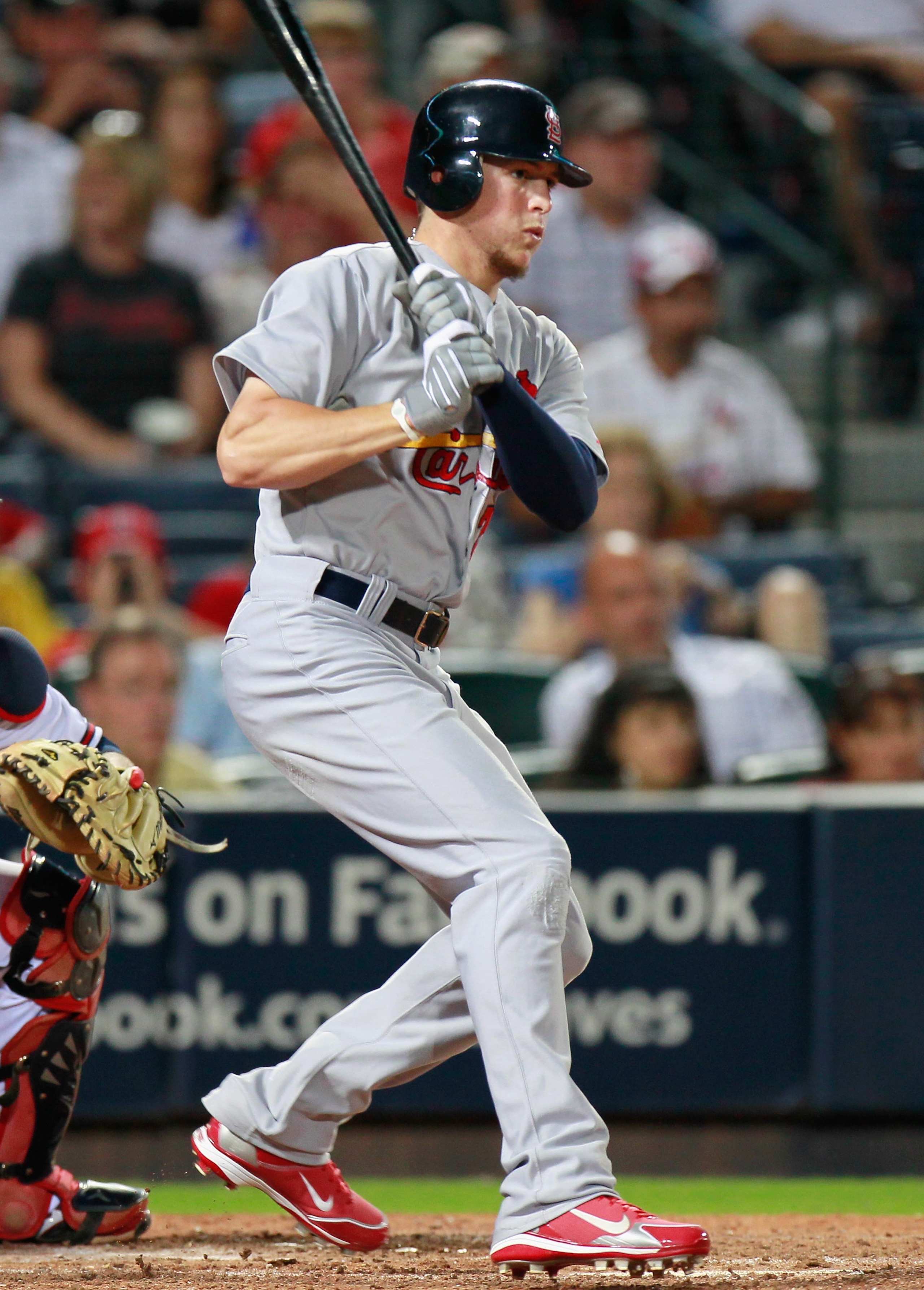 ATLANTA - SEPTEMBER 09:  Colby Rasmus #28 of the St. Louis Cardinals against the Atlanta Braves at Turner Field on September 9, 2010 in Atlanta, Georgia.  (Photo by Kevin C. Cox/Getty Images)
