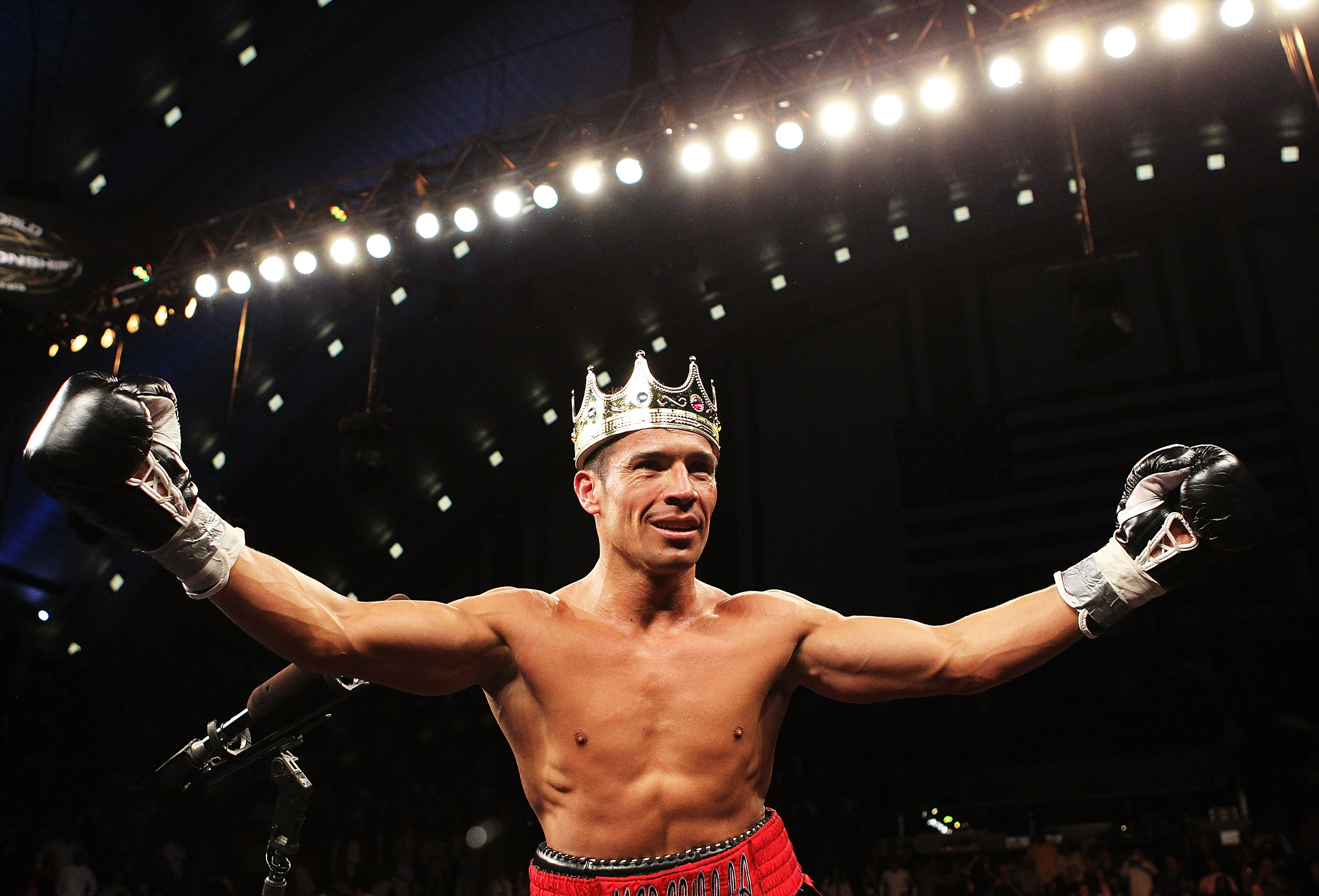 ATLANTIC CITY, NJ - NOVEMBER 20: Sergio Martinez celebrates after knocking out Paul Williams in the second round of their Middleweight Championship fight on November 20, 2010 at The Boardwalk Hall in Atlantic City, New Jersey. (Photo by Al Bello/Getty I