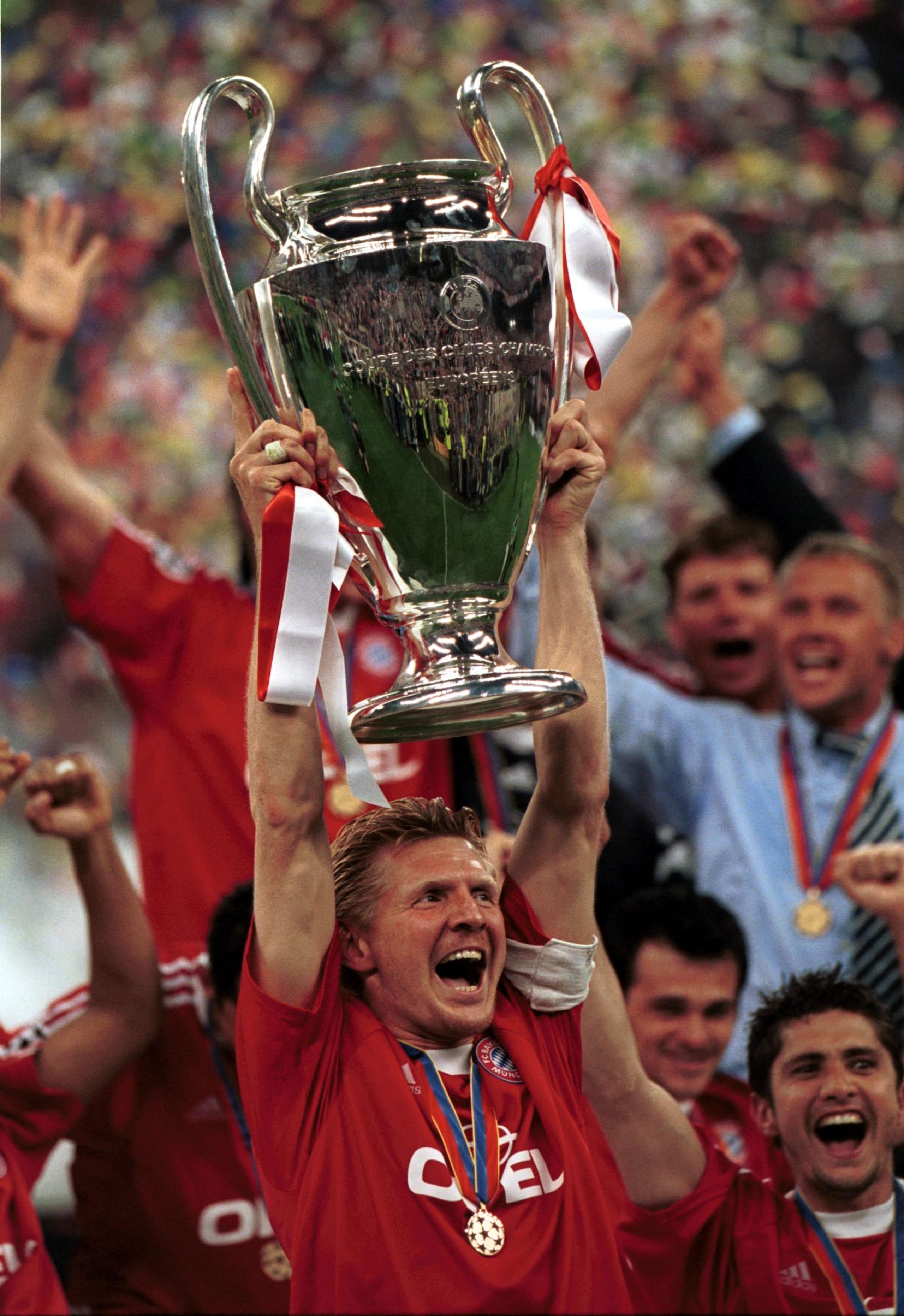23 May 2001: Captain Stefan Effenberg of Bayern Muinch lifts the European Cup after the match between Valencia and Bayern Munich in the UEFA Champions League Final at the San Siro, Milan, Italy. Mandatory Credit: Stu Forster/ALLSPORT