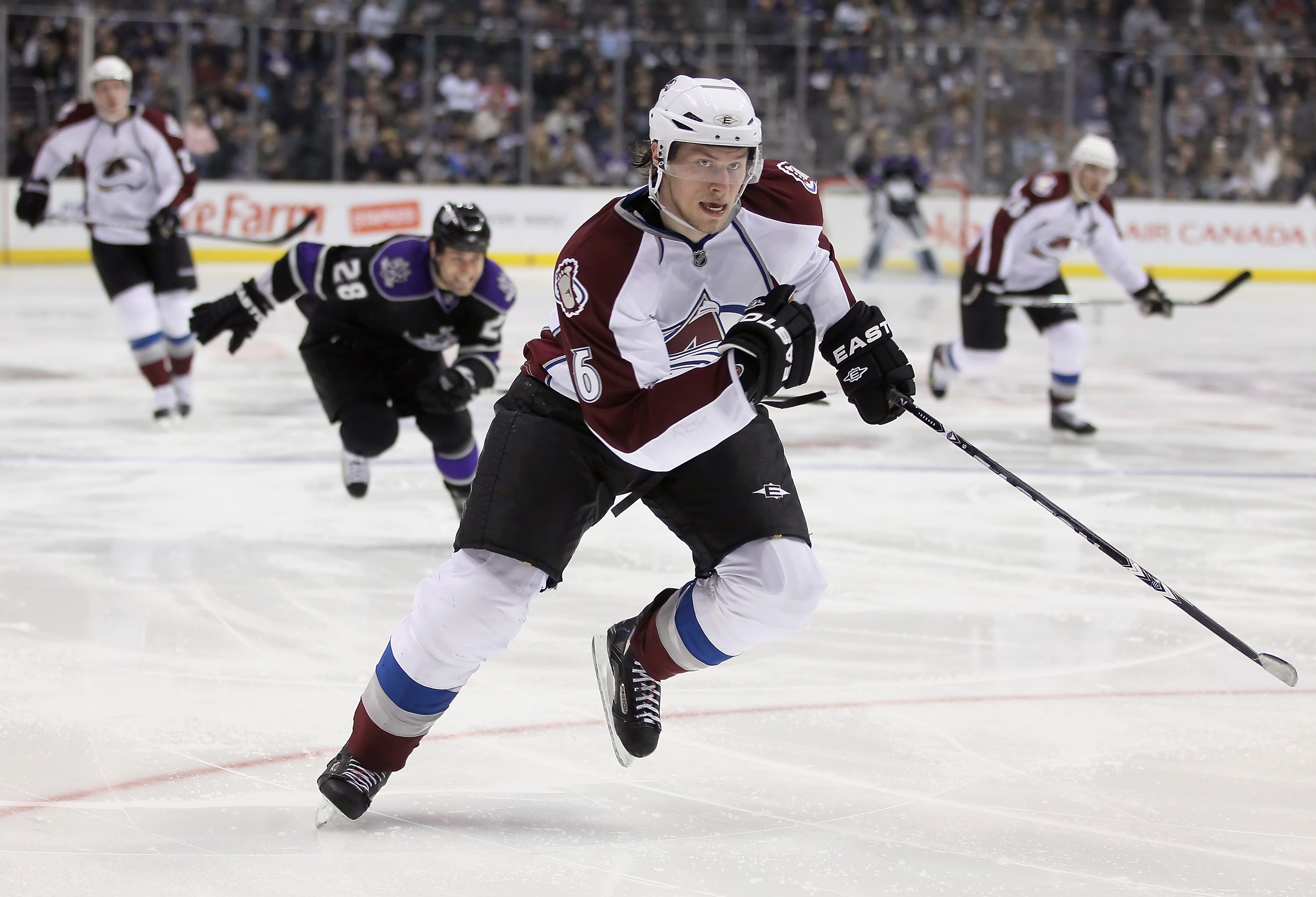 LOS ANGELES, CA - FEBRUARY 26:  Erik Johnson #6 of the Colorado Avalanche skates against the Los Angeles Kings at Staples Center on February 26, 2011 in Los Angeles, California.  (Photo by Jeff Gross/Getty Images)