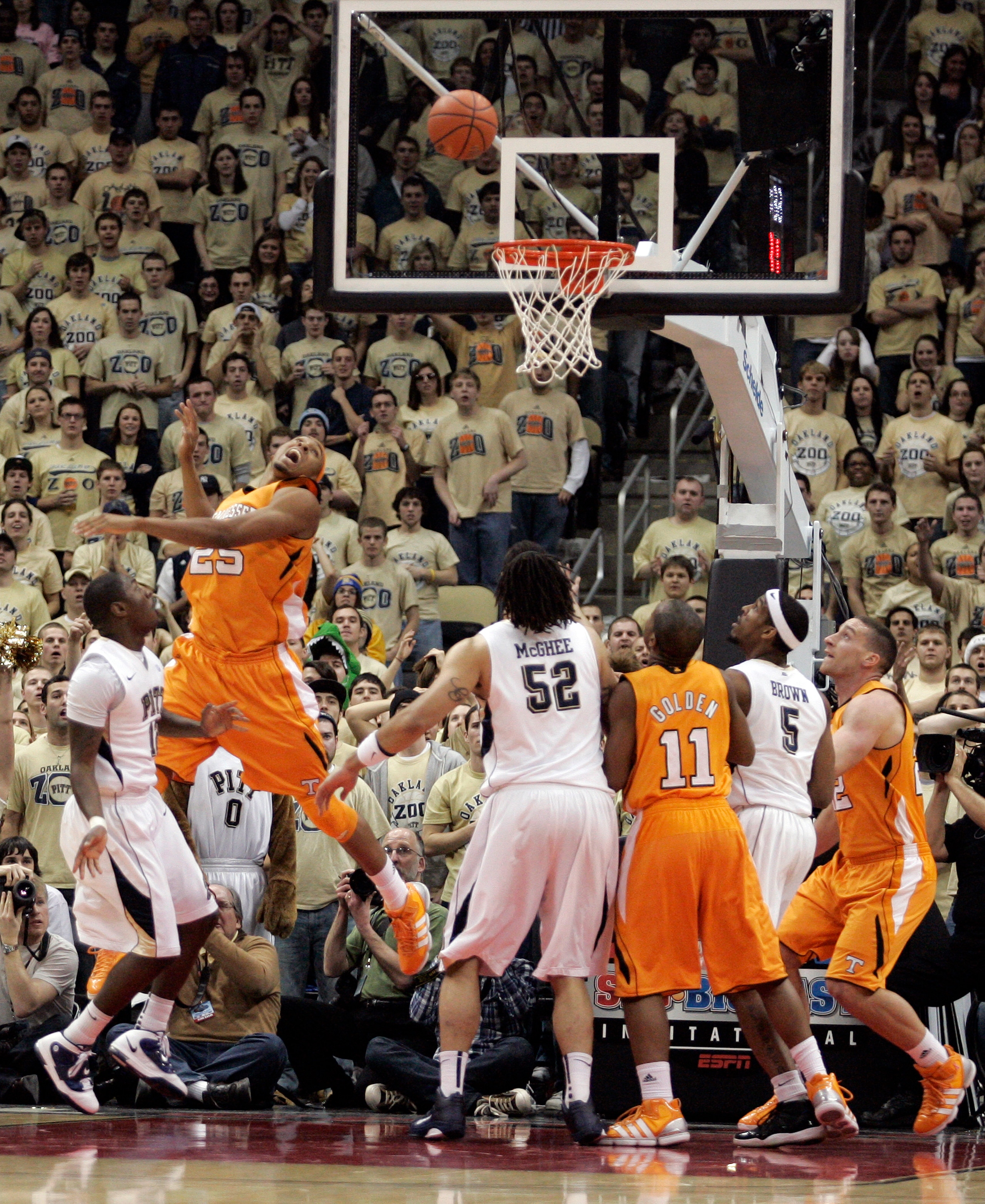 PITTSBURGH, PA - DECEMBER 11:  Ashton Gibbs #12 of the Pittsburgh Panthers lays one in against the Tennessee Volunteers during the SEC/BIG EAST Invitational at Consol Energy Center on December 11, 2010 in Pittsburgh, Pennsylvania.  (Photo by Justin K. All