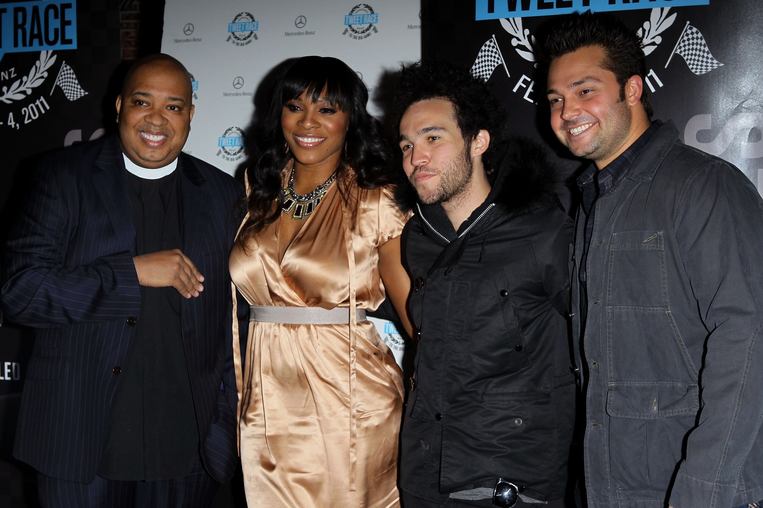 DALLAS, TX - FEBRUARY 05: (L-R) Rev Run, Serena Williams, Pete Wentz and Nick Swisher attend Leigh Steinberg's Annual Super Bowl Soiree with Mercedes Benz Twitter Race Finale hosted by Ciroc on February 5, 2011 in Dallas, Texas. (Photo by Michael Tran/Get