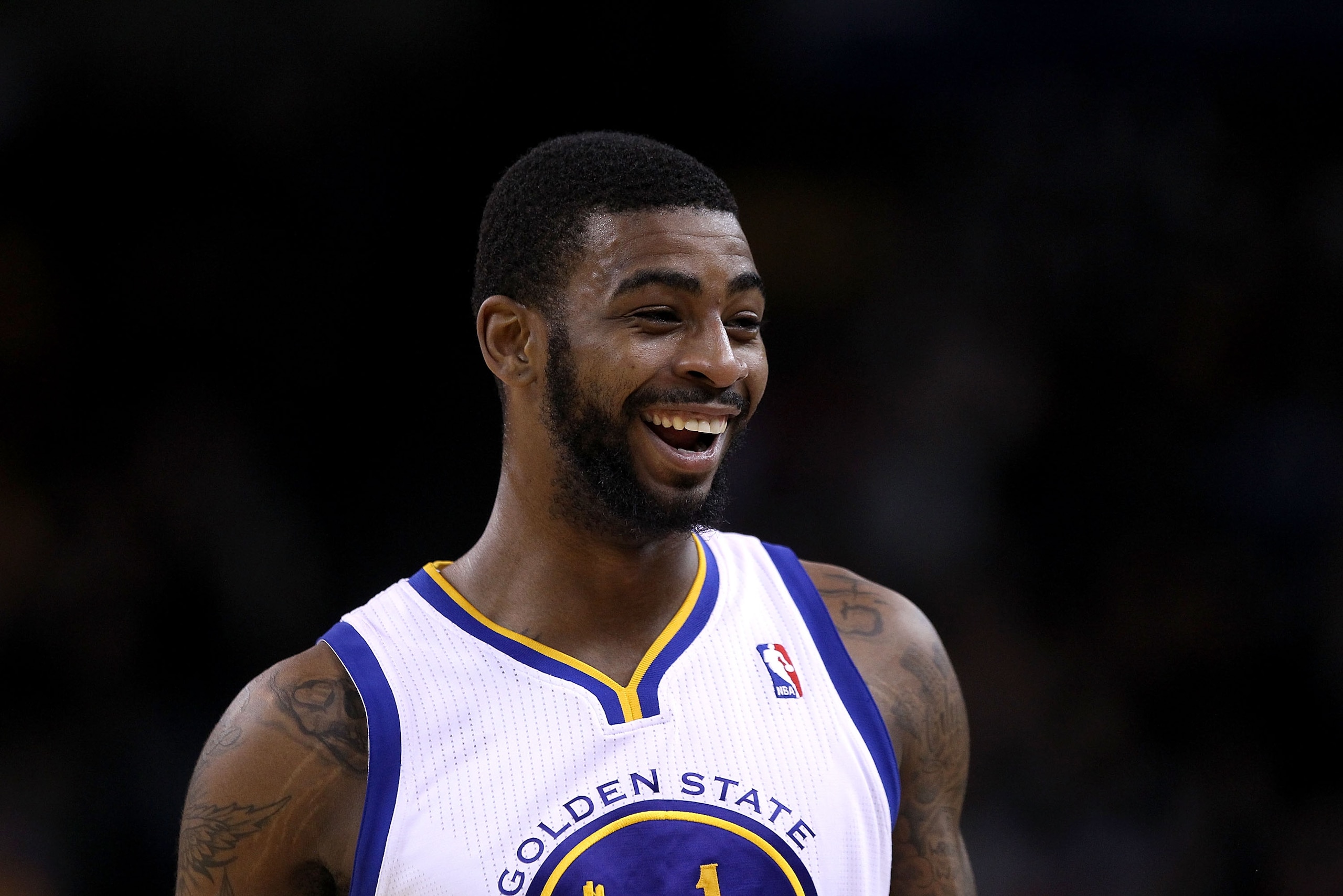 OAKLAND, CA - JANUARY 24:  Dorell Wright #1 of the Golden State Warriors smiles during their game against the San Antonio Spurs at Oracle Arena on January 24, 2011 in Oakland, California.  NOTE TO USER: User expressly acknowledges and agrees that, by down