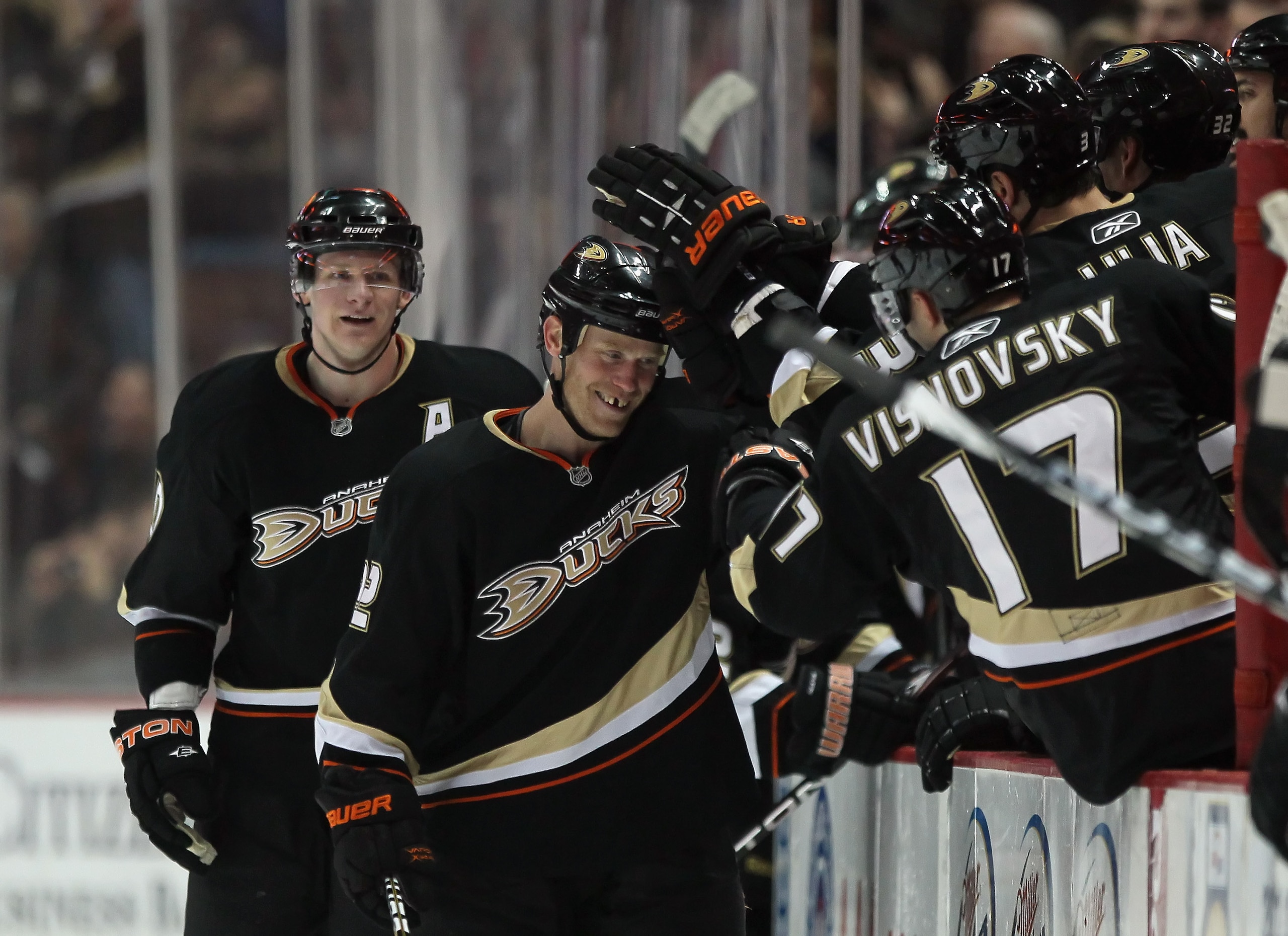 ANAHEIM, CA - FEBRUARY 27: Todd Marchant #22 of the Anaheim Ducks celebrates after scoring a goal in the second period against the Colorado Avalanche at Honda Center on February 27, 2011 in Anaheim, California. (Photo by Jeff Gross/Getty Images) ANAHEIM, CA - FEBRUARY 27: Todd Marchant #22 of the Anaheim Ducks celebrates after scoring a goal in the second period against the Colorado Avalanche at Honda Center on February 27, 2011 in Anaheim, California. (Photo by Jeff Gross/Getty Images)