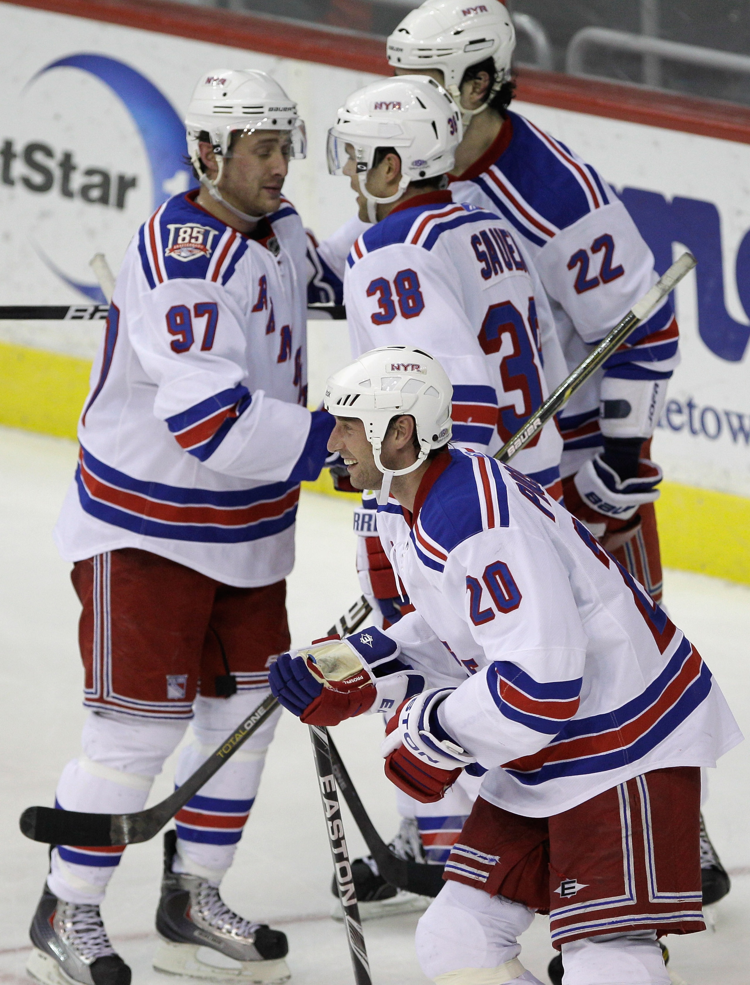 WASHINGTON, DC - FEBRUARY 25: Vinny Prospal #20 of the New York Rangers celebrates after scoring a goal during the third period against the Washington Capitals at the Verizon Center on February 25, 2011 in Washington, DC. (Photo by Rob Carr/Getty Images WASHINGTON, DC - FEBRUARY 25: Vinny Prospal #20 of the New York Rangers celebrates after scoring a goal during the third period against the Washington Capitals at the Verizon Center on February 25, 2011 in Washington, DC. (Photo by Rob Carr/Getty Images