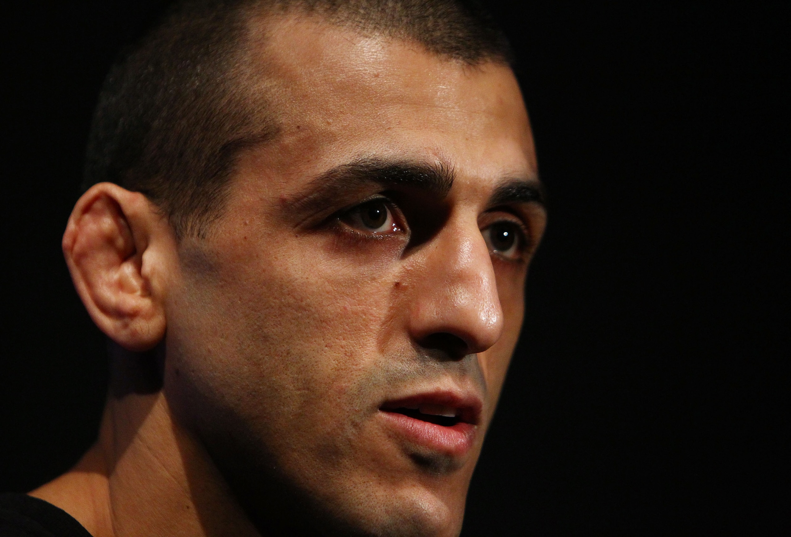 SYDNEY, AUSTRALIA - FEBRUARY 22: George Sotiropoulos talks to the media during an Open Workout ahead of UFC Sydney 127 at Star City on February 22, 2011 in Sydney, Australia.  (Photo by Mark Nolan/Getty Images)