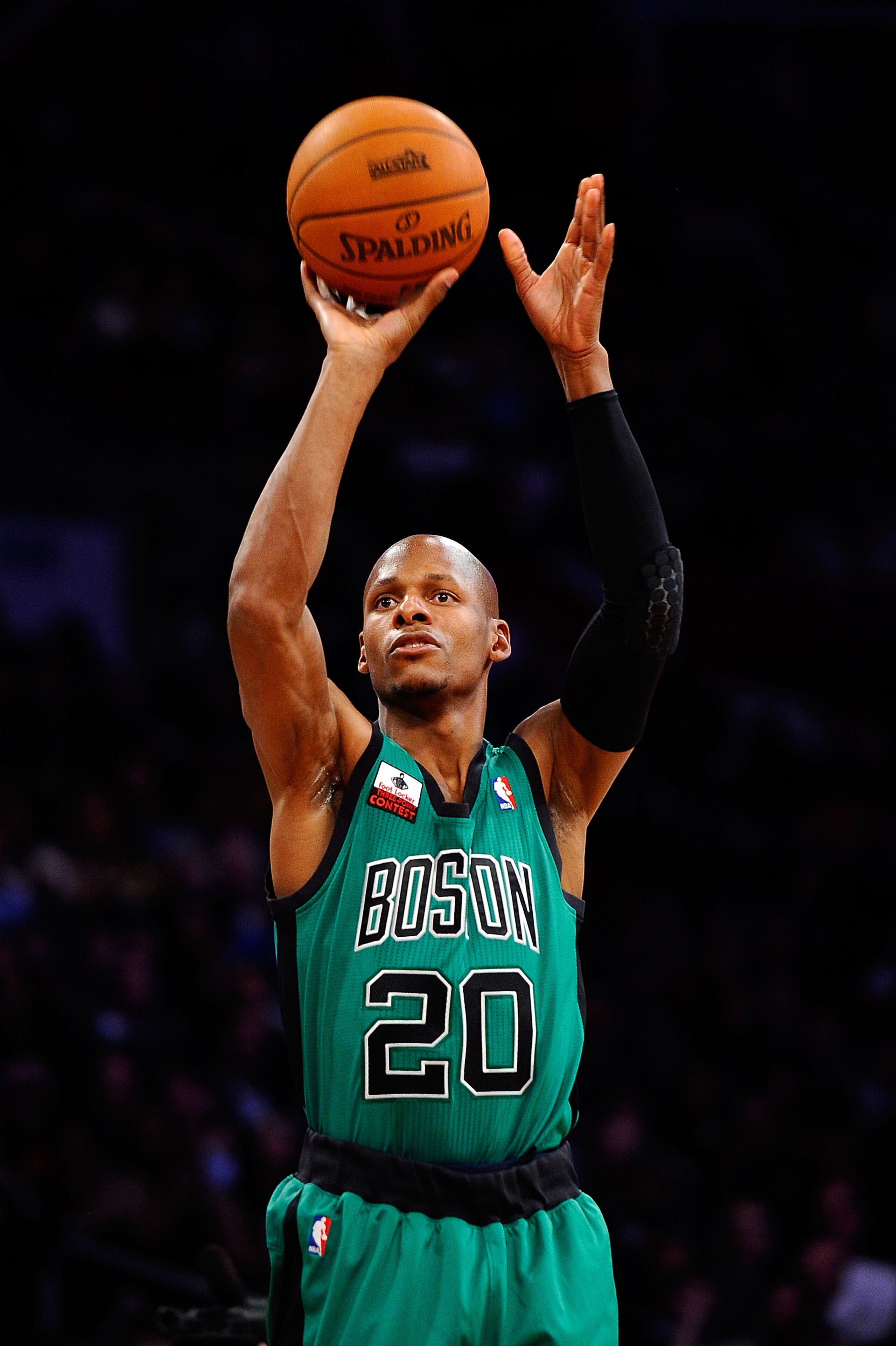 LOS ANGELES, CA - FEBRUARY 19:  Ray Allen #20 of the Boston Celtics competes in the Foot Locker Three-Point Contest apart of NBA All-Star Saturday Night at Staples Center on February 19, 2011 in Los Angeles, California.  (Photo by Kevork Djansezian/Getty