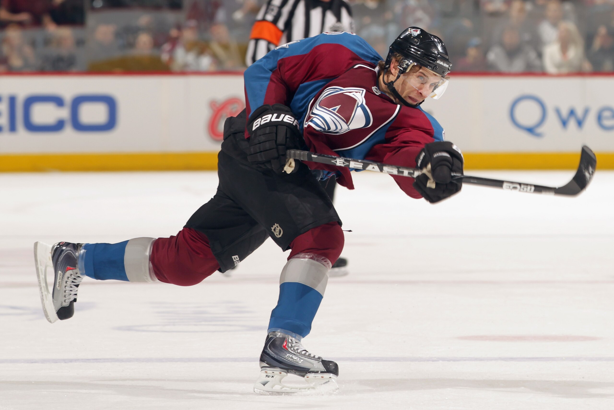 DENVER, CO - FEBRUARY 14: John Michael Liles #4 of the Colorado Avalanche takes a shot against the Calgary Flames at the Pepsi Center on February 14, 2011 in Denver, Colorado. The Flames defeated the Avalanche 9-1. (Photo by Doug Pensinger/Getty Images) DENVER, CO - FEBRUARY 14: John Michael Liles #4 of the Colorado Avalanche takes a shot against the Calgary Flames at the Pepsi Center on February 14, 2011 in Denver, Colorado. The Flames defeated the Avalanche 9-1. (Photo by Doug Pensinger/Getty Images)