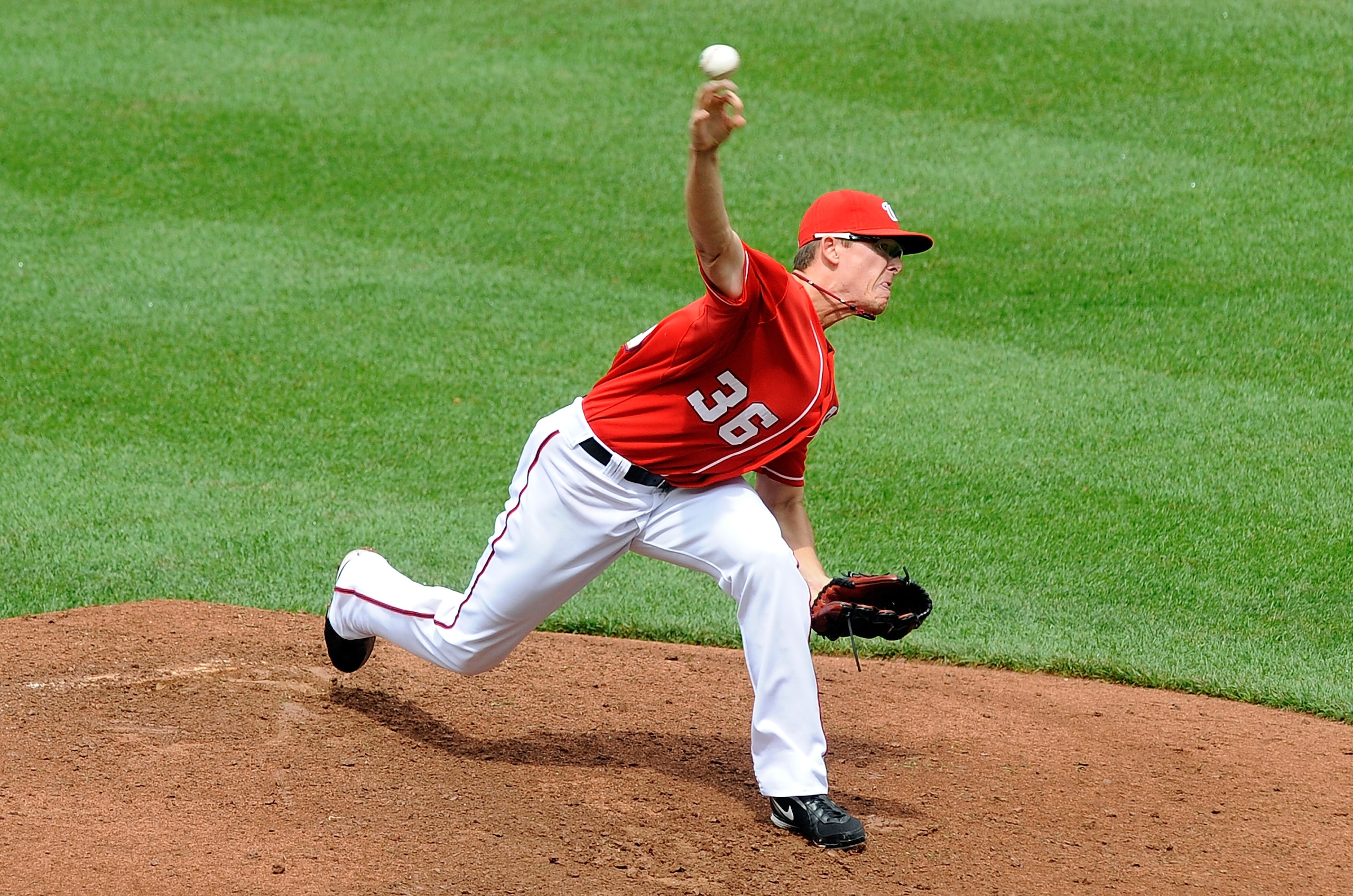 WASHINGTON - JUNE 06:  Tyler Clippard #36 of the Washington Nationals pitches  against the Cincinnati Reds at Nationals Park on June 6, 2010 in Washington, DC.  (Photo by Greg Fiume/Getty Images)