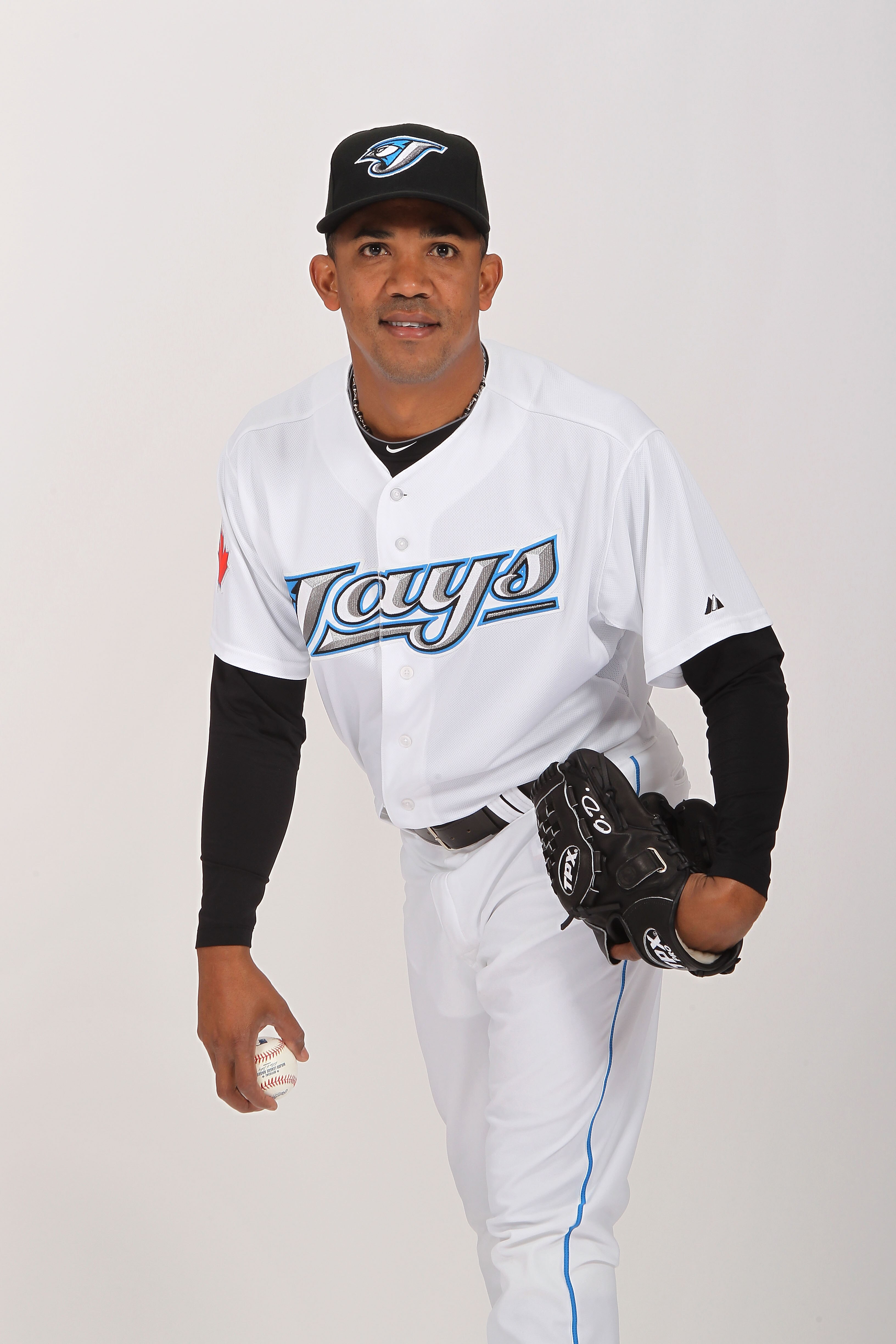 DUNEDIN, FL - FEBRUARY 20:  Octavio Dotel #35 of the Toronto Blue Jays poses during photo day at Florida Auto Exchange Stadium on February 20, 2011 in Dunedin, Florida.  (Photo by Nick Laham/Getty Images)