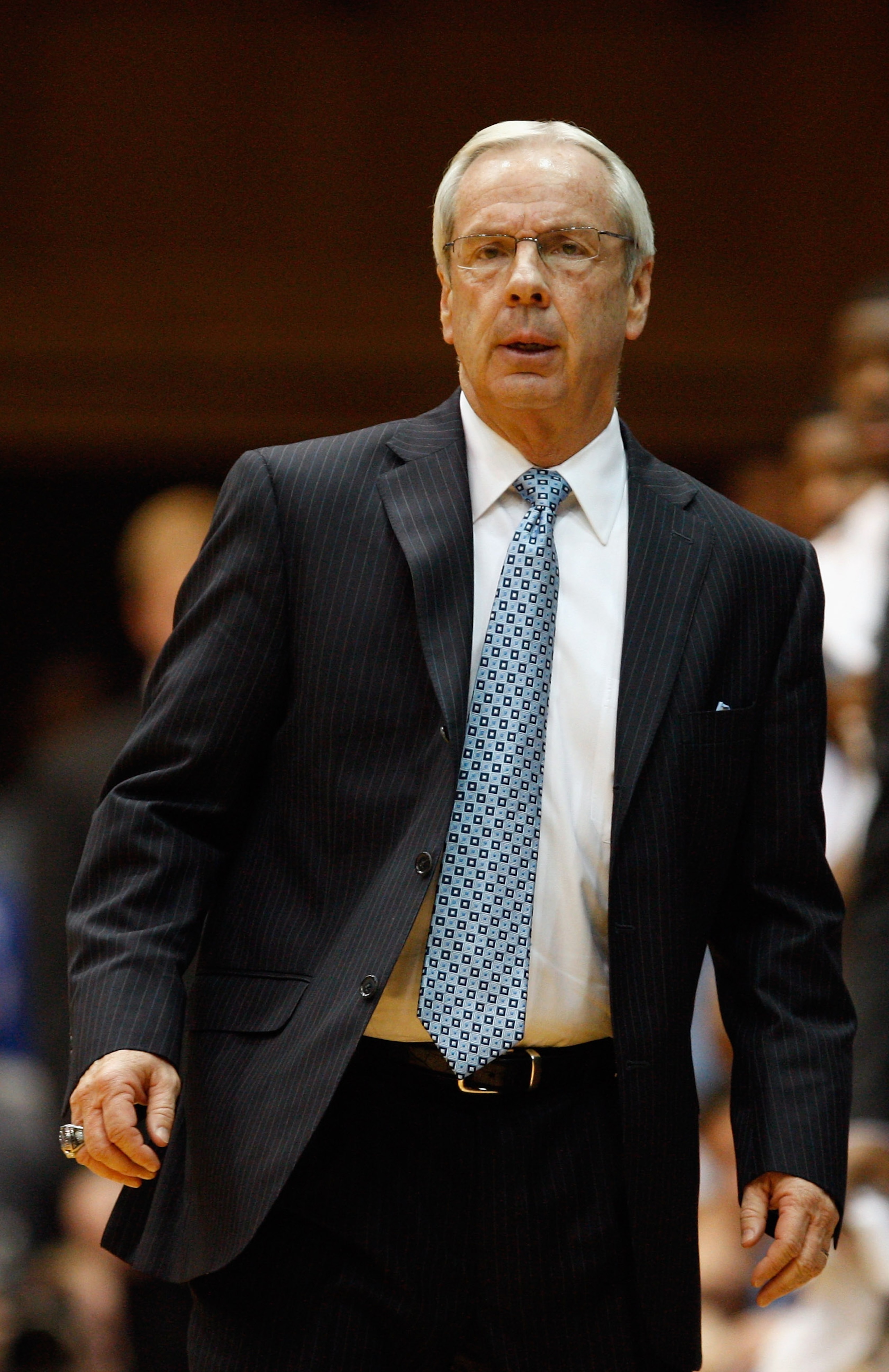 DURHAM, NC - FEBRUARY 09:  Head coach Roy Williams of the North Carolina Tar Heels against the Duke Blue Devils during their game at Cameron Indoor Stadium on February 9, 2011 in Durham, North Carolina.  (Photo by Streeter Lecka/Getty Images)