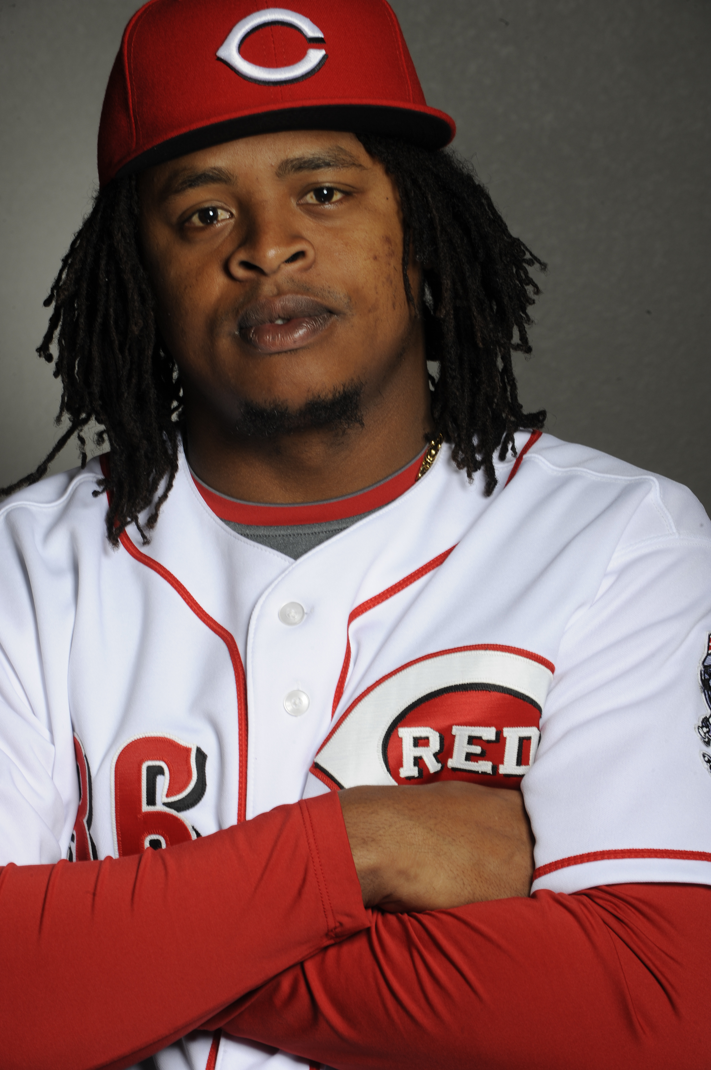 GOODYEAR, AZ - FEBRUARY 20: Edinson Volquez #36 of the Cincinnati Reds poses during the Cincinnati Reds photo day at the Cincinnati Reds Spring Training Complex on February 20, 2011 in Goodyear, Arizona. (Photo by Rob Tringali/Getty Images)