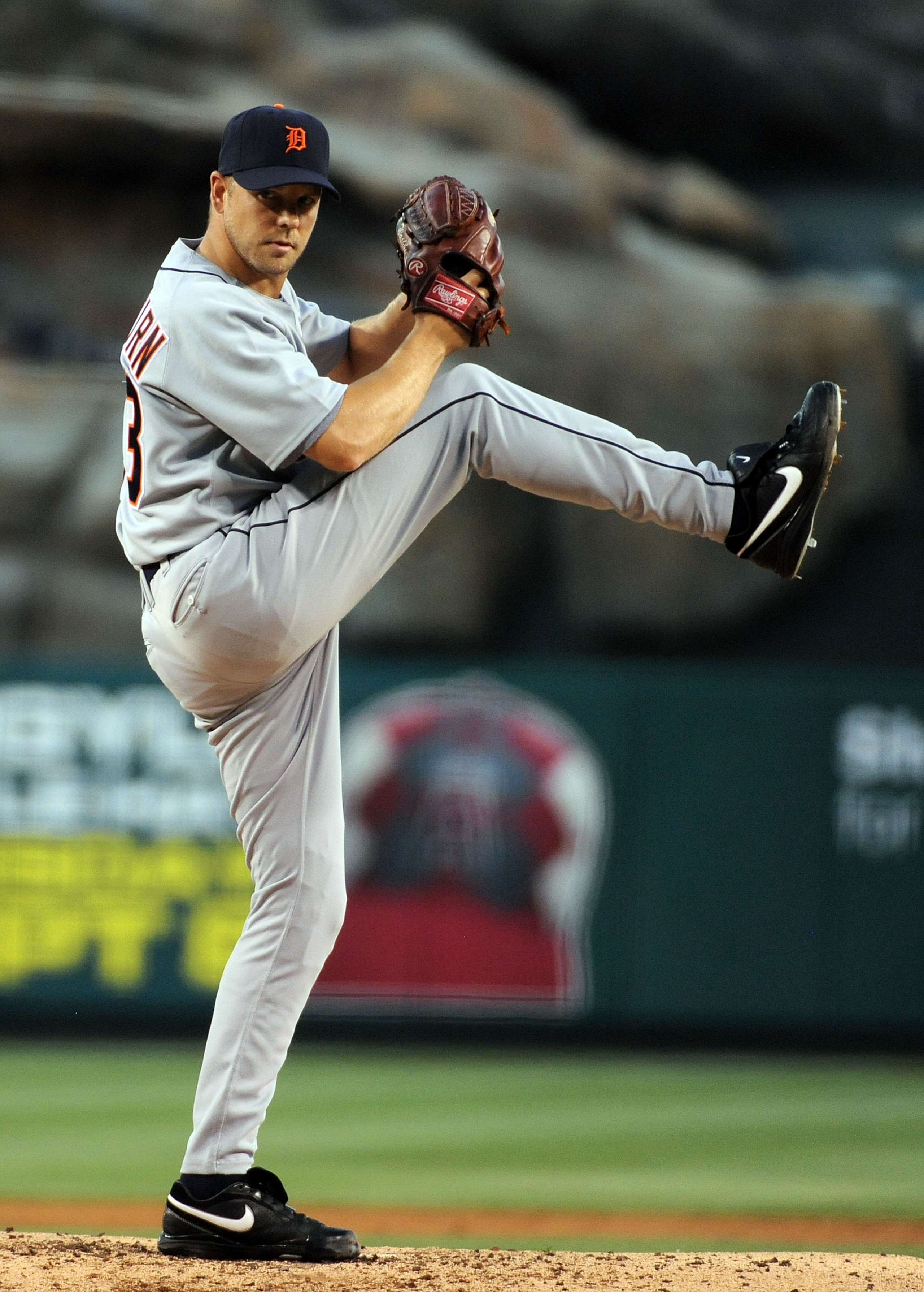 ANAHEIM, CA - AUGUST 25:  Jarrod Washburn #53 of the Detroit Tigers pitches against the Los Angeles Angels of Anaheim during the first inning at Angel Stadium of Anaheim on August 25, 2009 in Anaheim, California.  (Photo by Harry How/Getty Images)